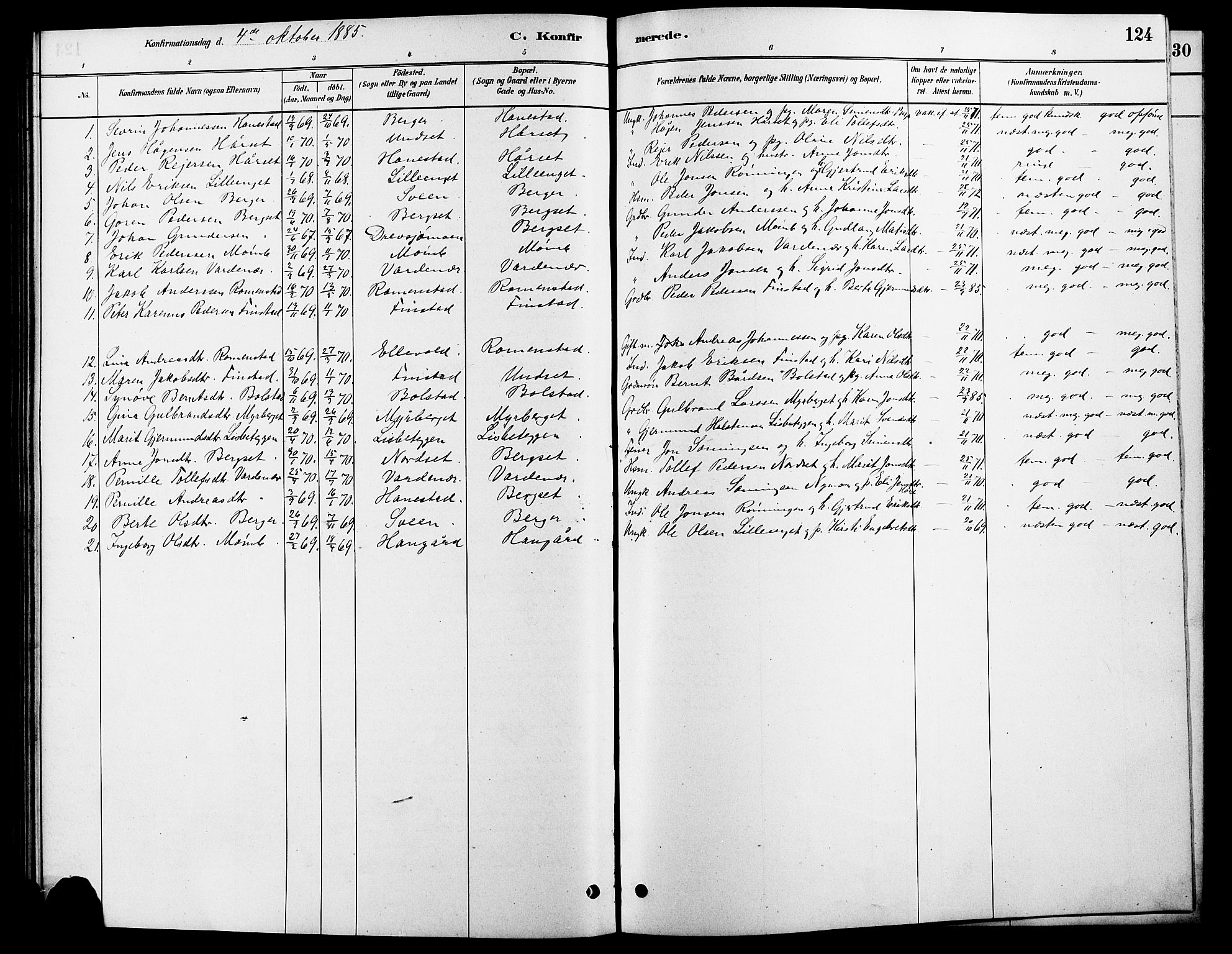 Rendalen prestekontor, SAH/PREST-054/H/Ha/Hab/L0003: Parish register (copy) no. 3, 1879-1904, p. 124