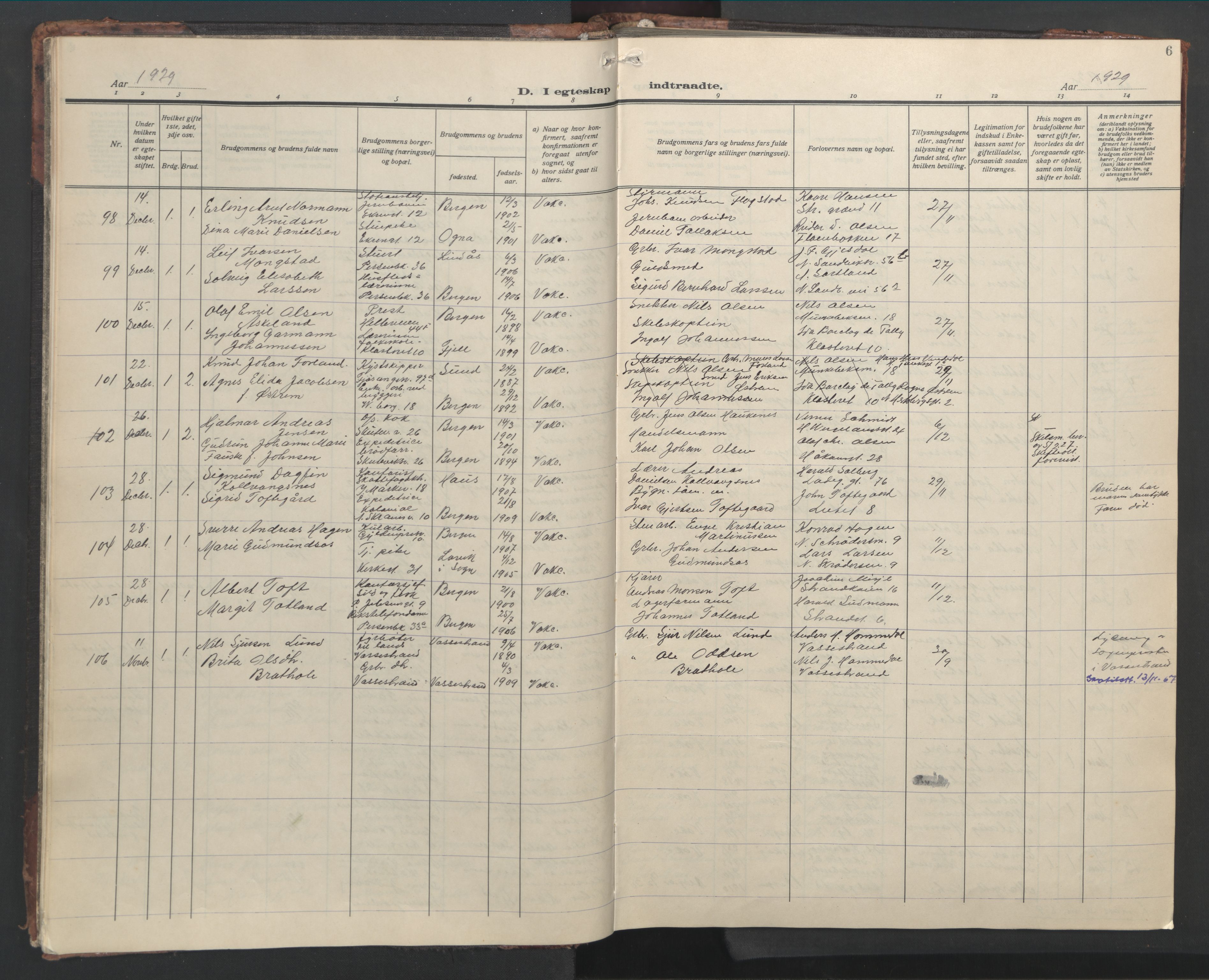 Sandviken Sokneprestembete, AV/SAB-A-77601/H/Hb/L0015: Parish register (copy) no. D 2, 1929-1953, p. 5b-6a