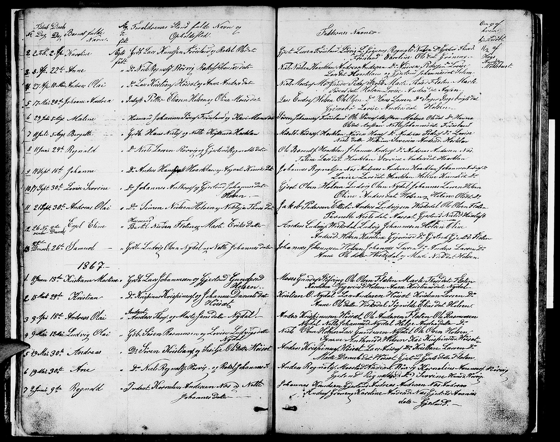 Førde sokneprestembete, SAB/A-79901/H/Hab/Habc/L0001: Parish register (copy) no. C 1, 1853-1880, p. 11