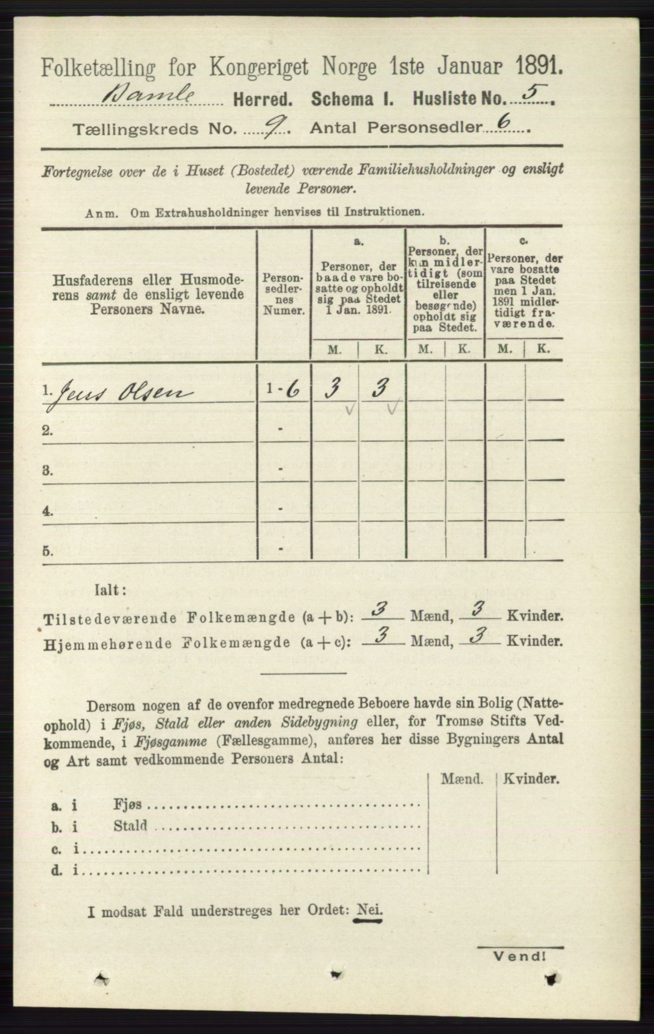 RA, 1891 census for 0814 Bamble, 1891, p. 4003