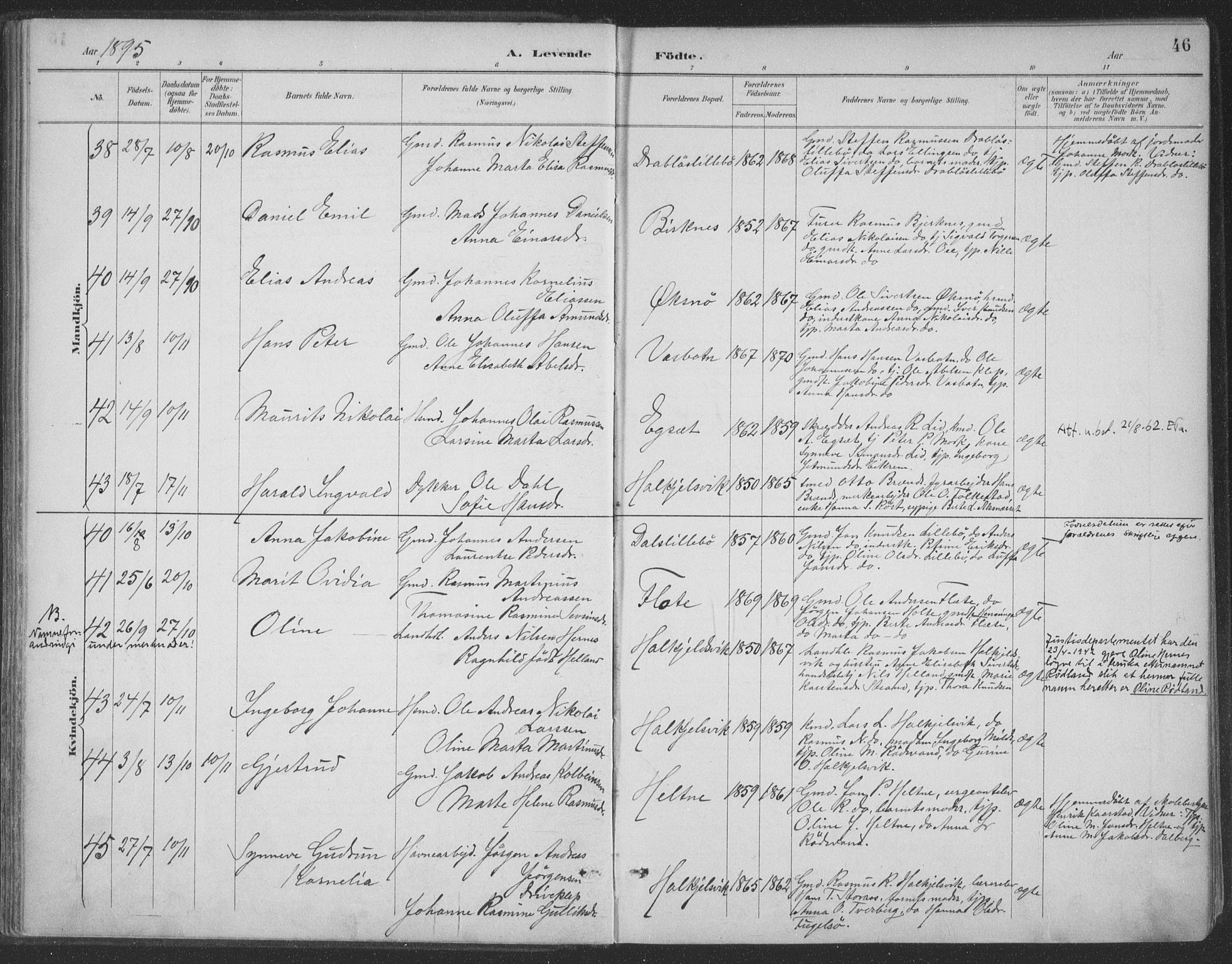 Ministerialprotokoller, klokkerbøker og fødselsregistre - Møre og Romsdal, AV/SAT-A-1454/511/L0142: Parish register (official) no. 511A09, 1891-1905, p. 46