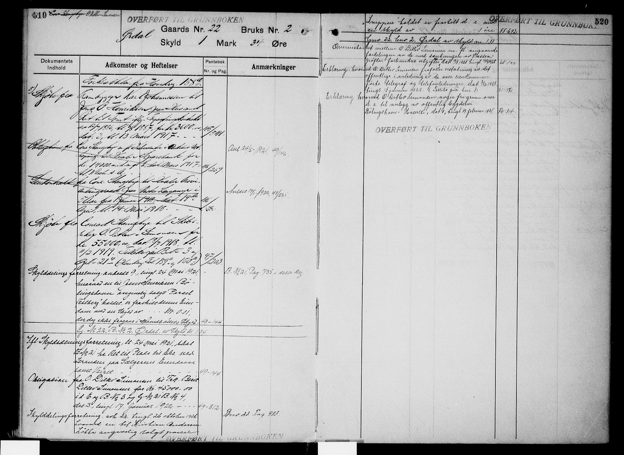 Onsøy sorenskriveri, AV/SAO-A-10474/G/Gb/Gbc/L0003: Mortgage register no. III 3, 1913, p. 519-520