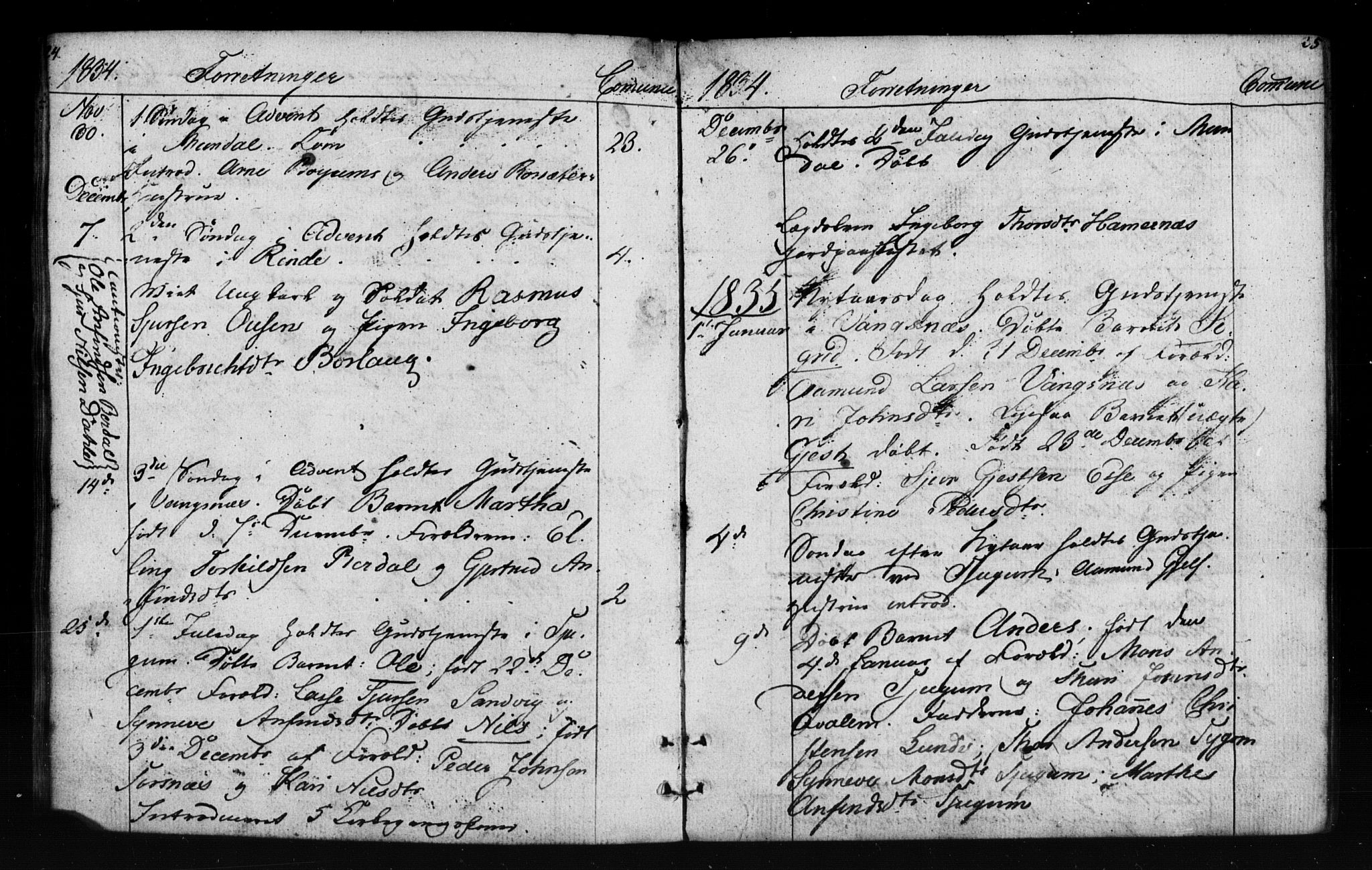 Leikanger sokneprestembete, AV/SAB-A-81001: Curate's parish register no. A 1A, 1833-1838, p. 24-25