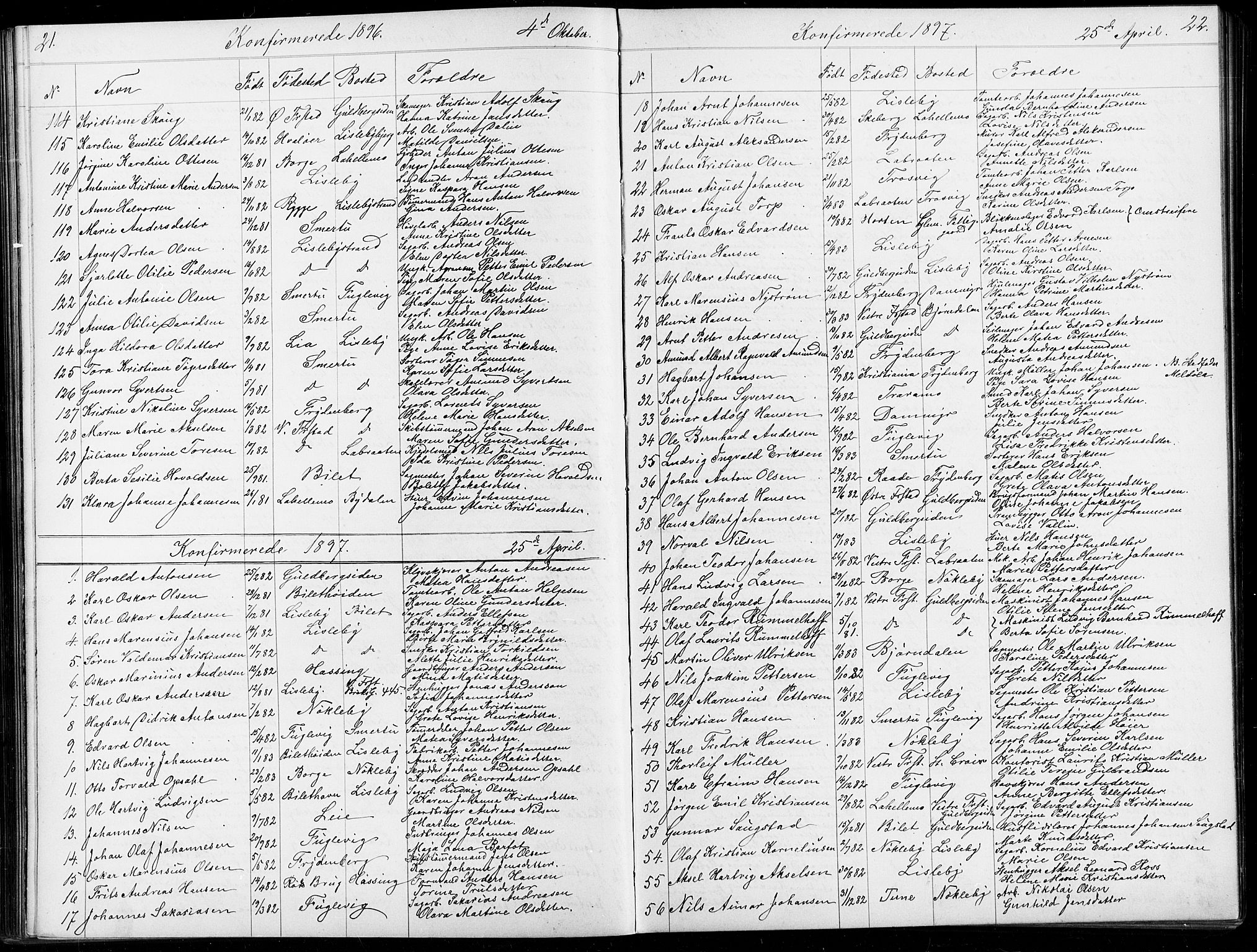 Glemmen prestekontor Kirkebøker, SAO/A-10908/G/Ga/L0006: Parish register (copy) no. 6, 1894-1908, p. 21-22