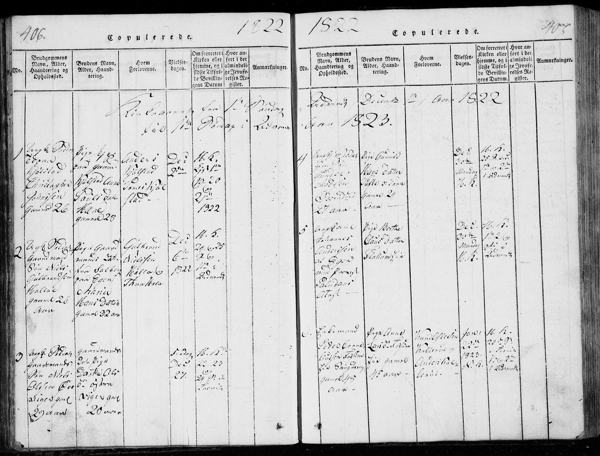 Modum kirkebøker, AV/SAKO-A-234/G/Ga/L0001: Parish register (copy) no. I 1, 1818-1824, p. 406-407