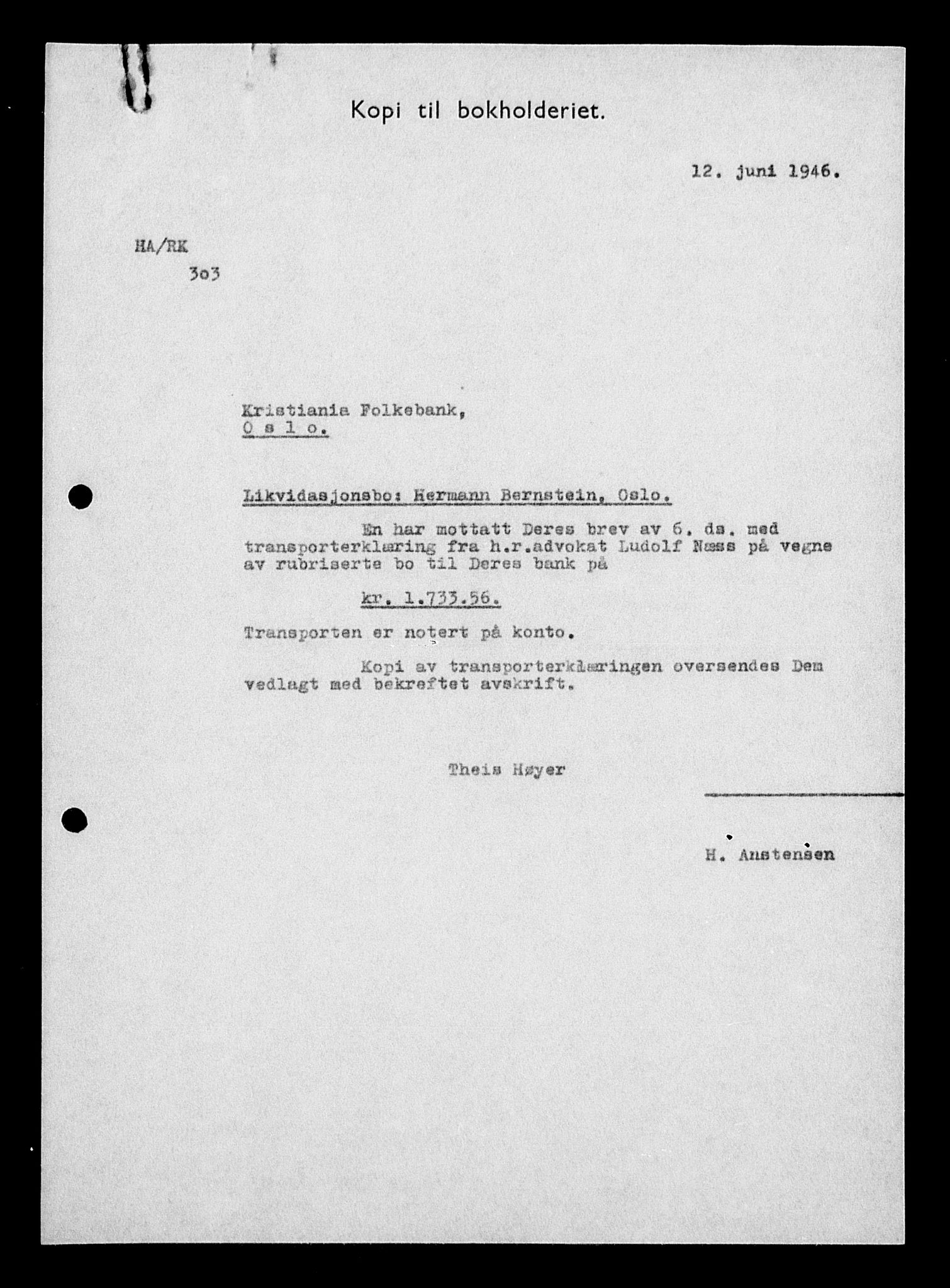 Justisdepartementet, Tilbakeføringskontoret for inndratte formuer, AV/RA-S-1564/H/Hc/Hcc/L0922: --, 1945-1947, p. 545