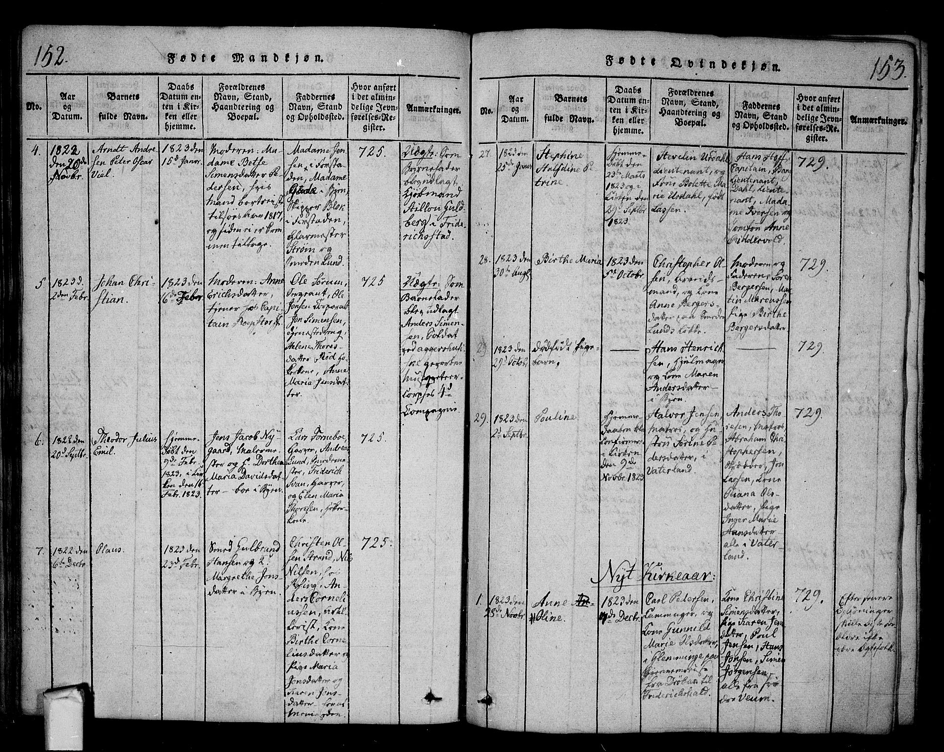 Fredrikstad prestekontor Kirkebøker, SAO/A-11082/F/Fa/L0004: Parish register (official) no. 4, 1816-1834, p. 152-153