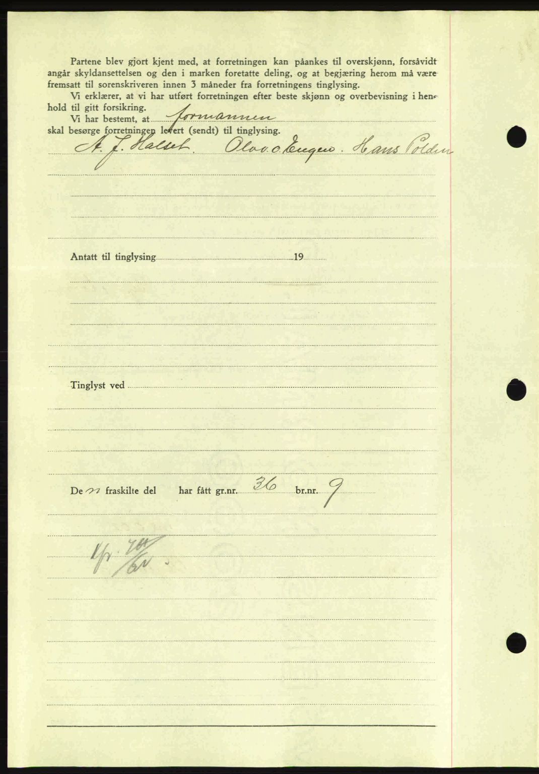 Nordmøre sorenskriveri, AV/SAT-A-4132/1/2/2Ca: Mortgage book no. A87, 1939-1940, Diary no: : 34/1940