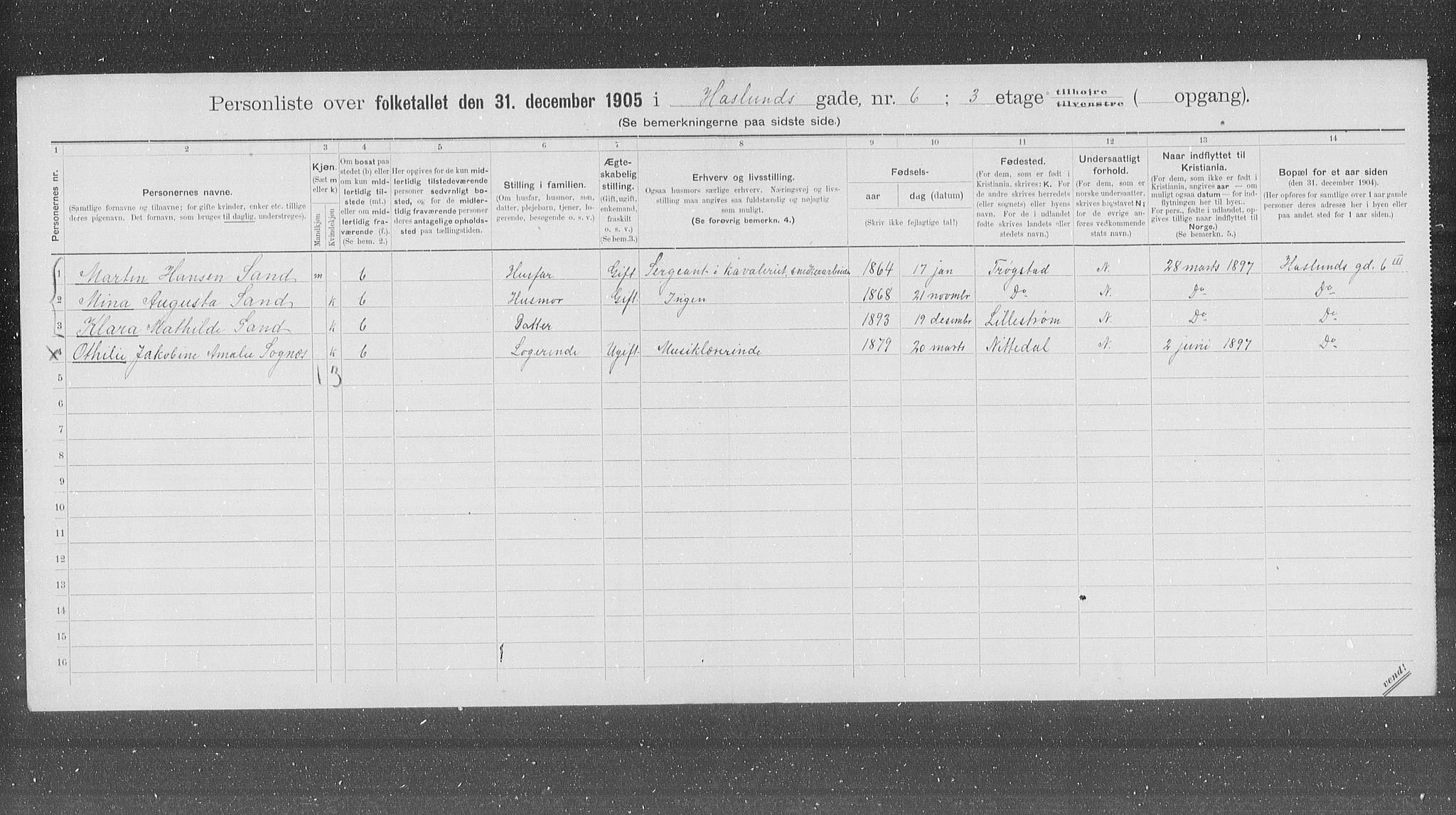 OBA, Municipal Census 1905 for Kristiania, 1905, p. 18214