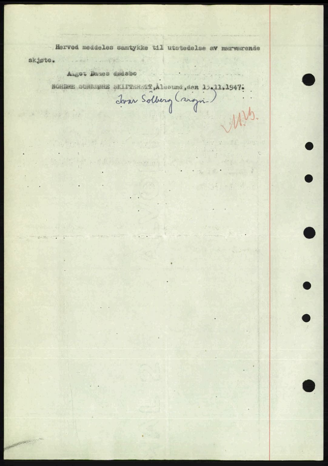 Nordre Sunnmøre sorenskriveri, AV/SAT-A-0006/1/2/2C/2Ca: Mortgage book no. A26, 1947-1948, Diary no: : 2044/1947