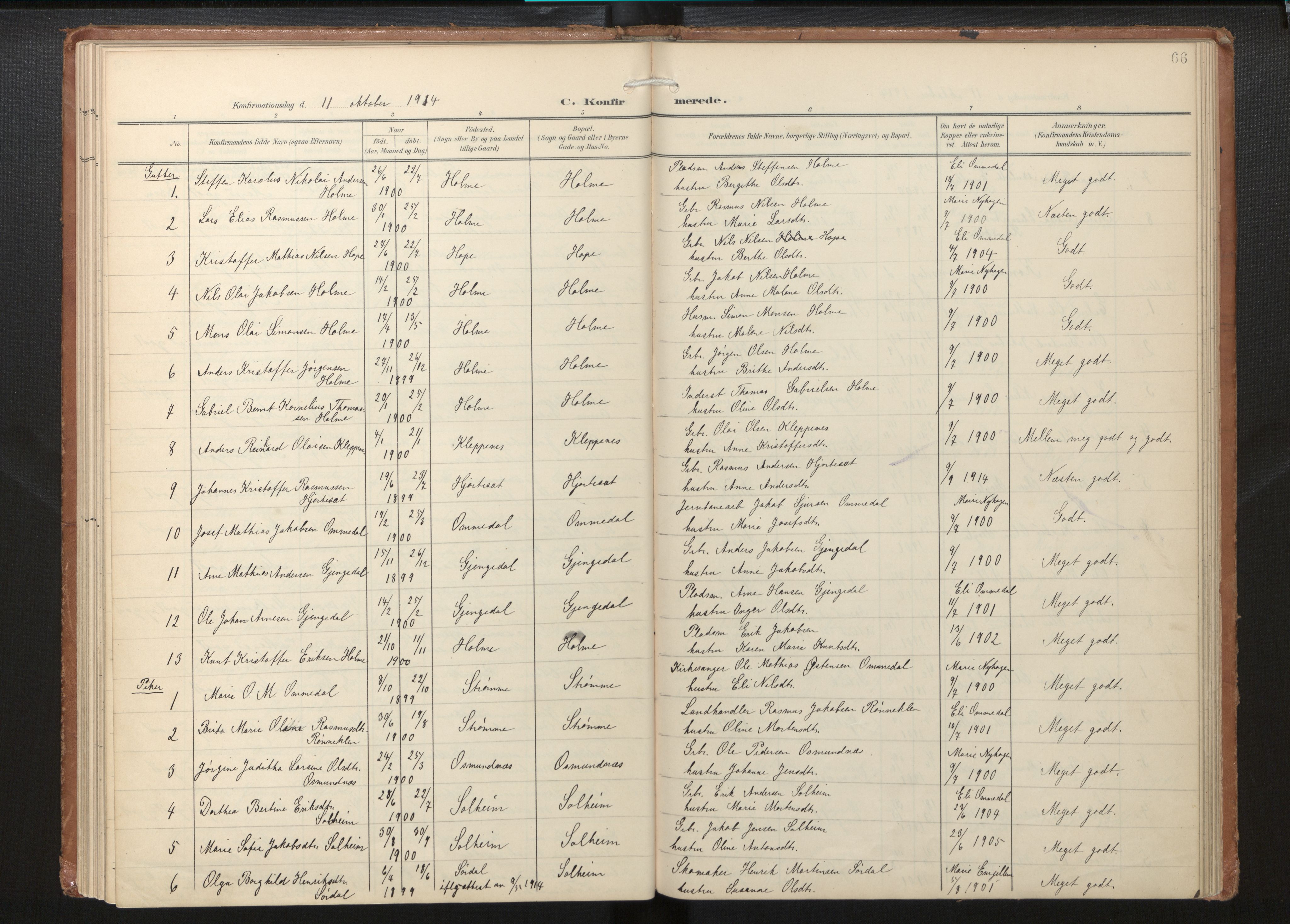 Gloppen sokneprestembete, SAB/A-80101/H/Haa/Haae/L0002: Parish register (official) no. E 2, 1904-1925, p. 65b-66a