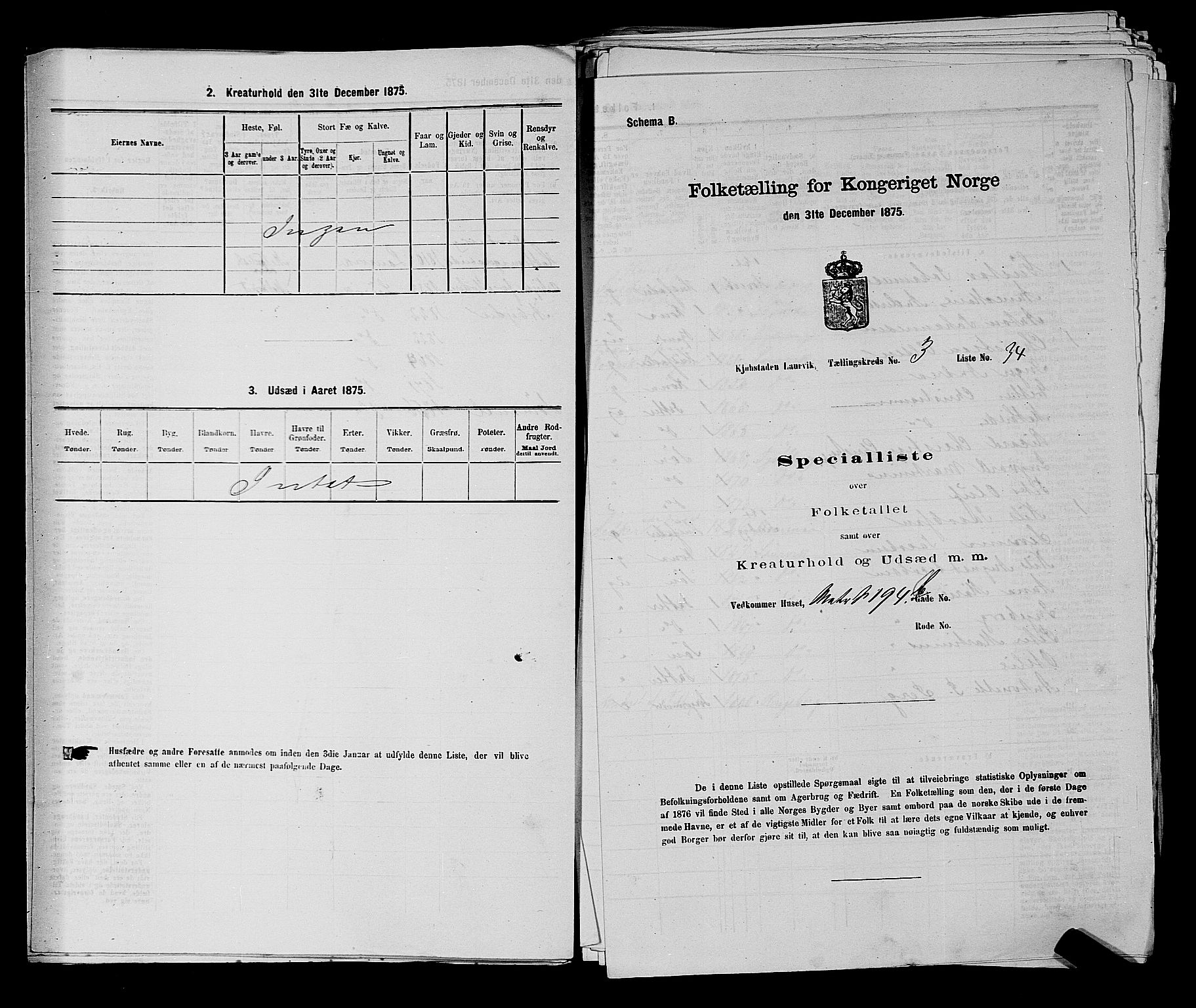 SAKO, 1875 census for 0707P Larvik, 1875, p. 583