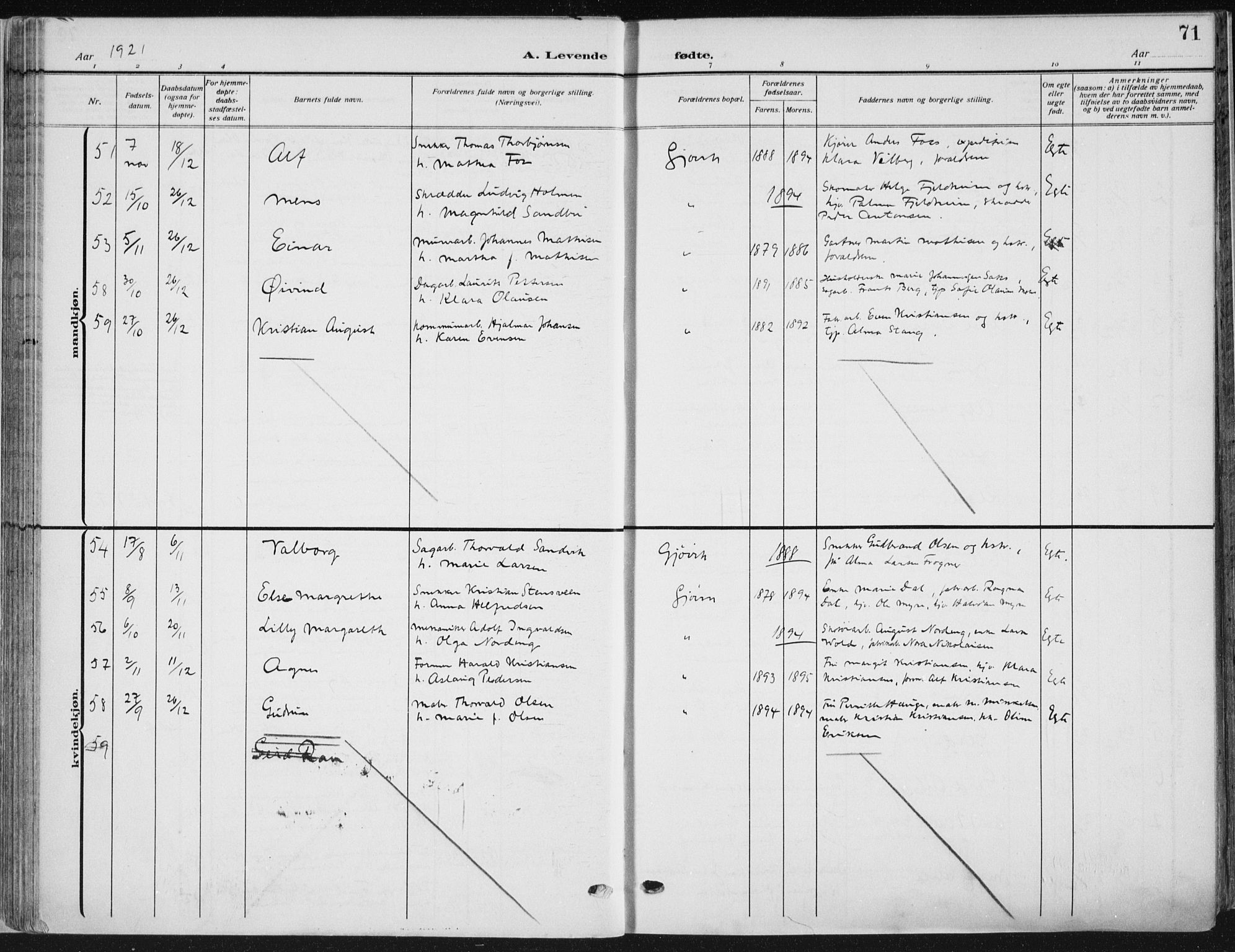 Vardal prestekontor, SAH/PREST-100/H/Ha/Haa/L0014: Parish register (official) no. 14, 1912-1922, p. 71