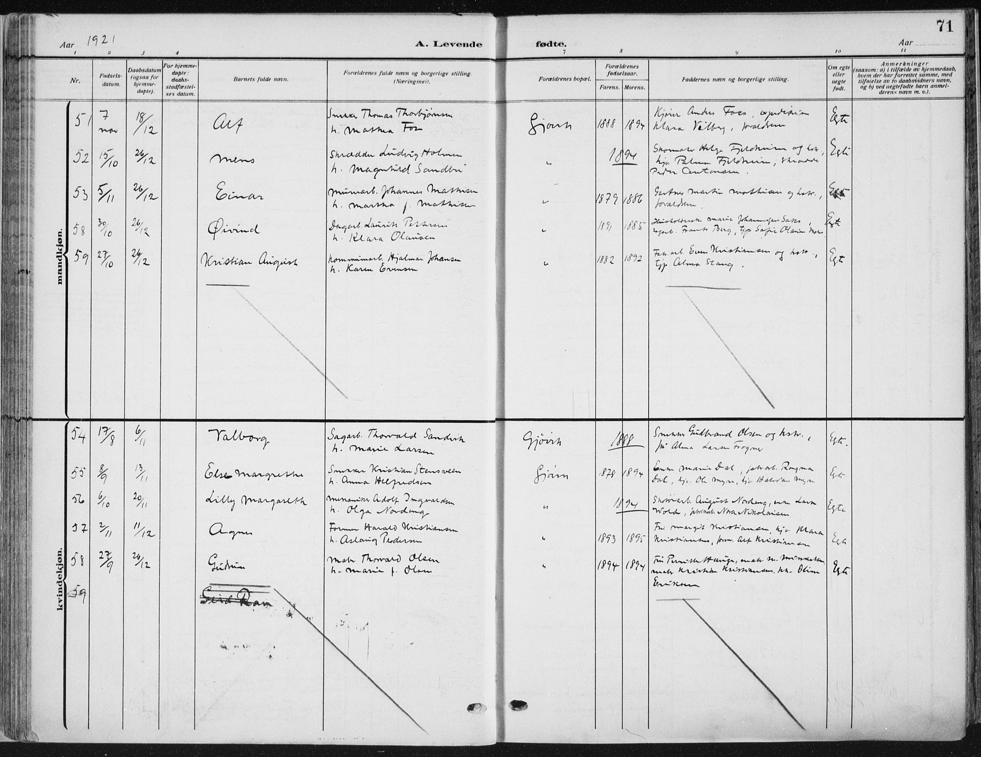 Vardal prestekontor, AV/SAH-PREST-100/H/Ha/Haa/L0014: Parish register (official) no. 14, 1912-1922, p. 71