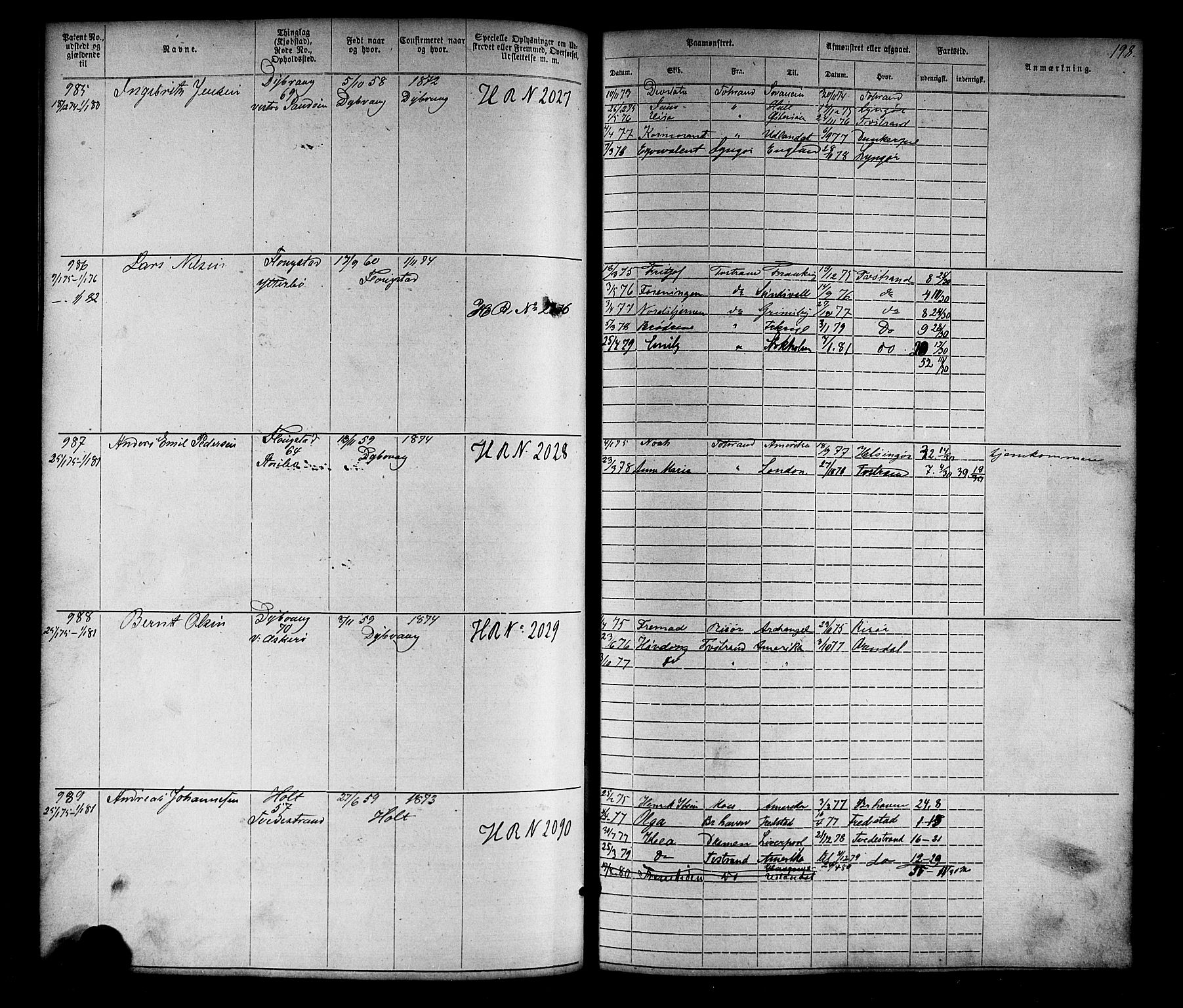 Tvedestrand mønstringskrets, SAK/2031-0011/F/Fa/L0003: Annotasjonsrulle nr 1-1905 med register, U-25, 1866-1886, p. 221