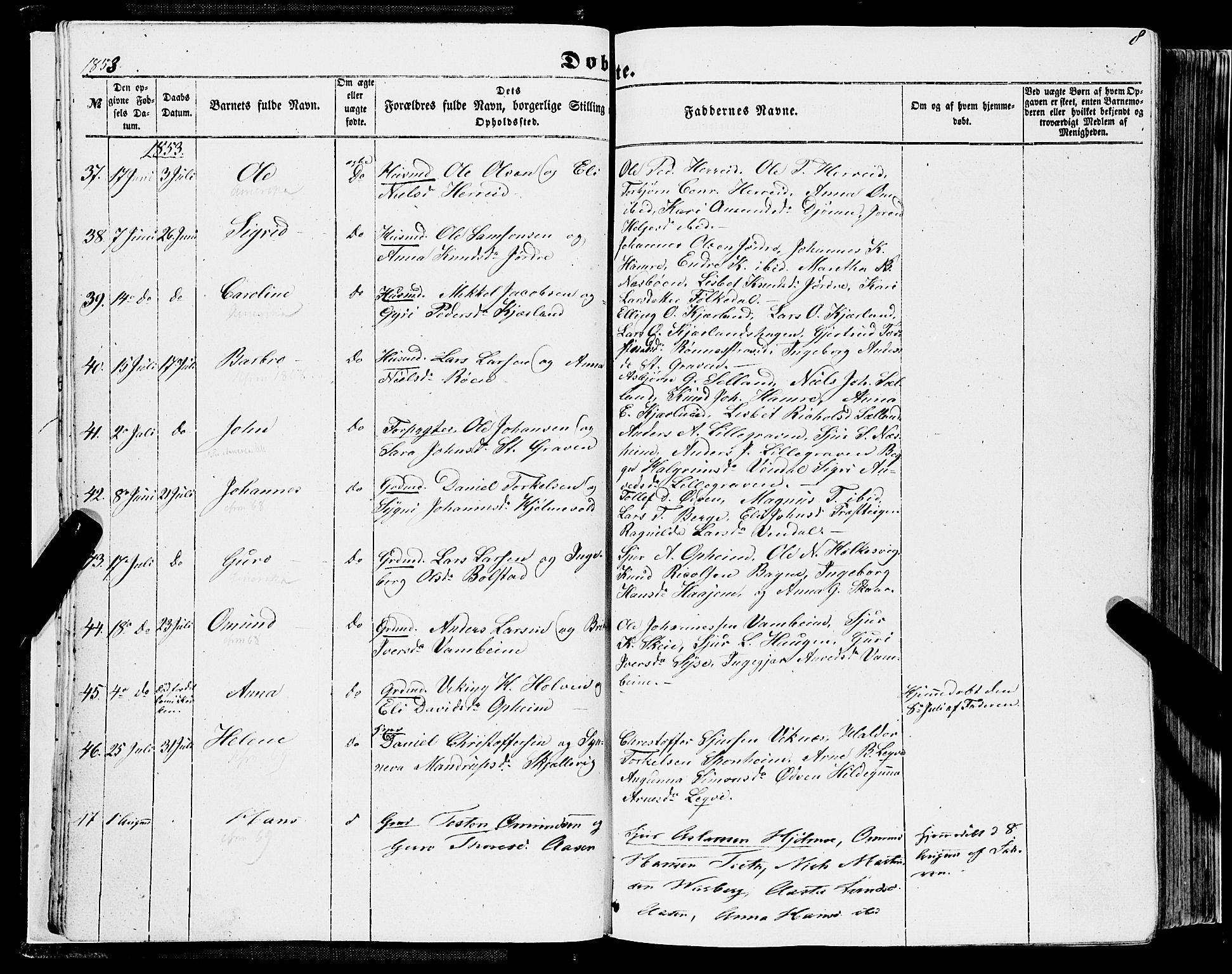 Ulvik sokneprestembete, AV/SAB-A-78801/H/Haa: Parish register (official) no. A 13, 1853-1863, p. 8