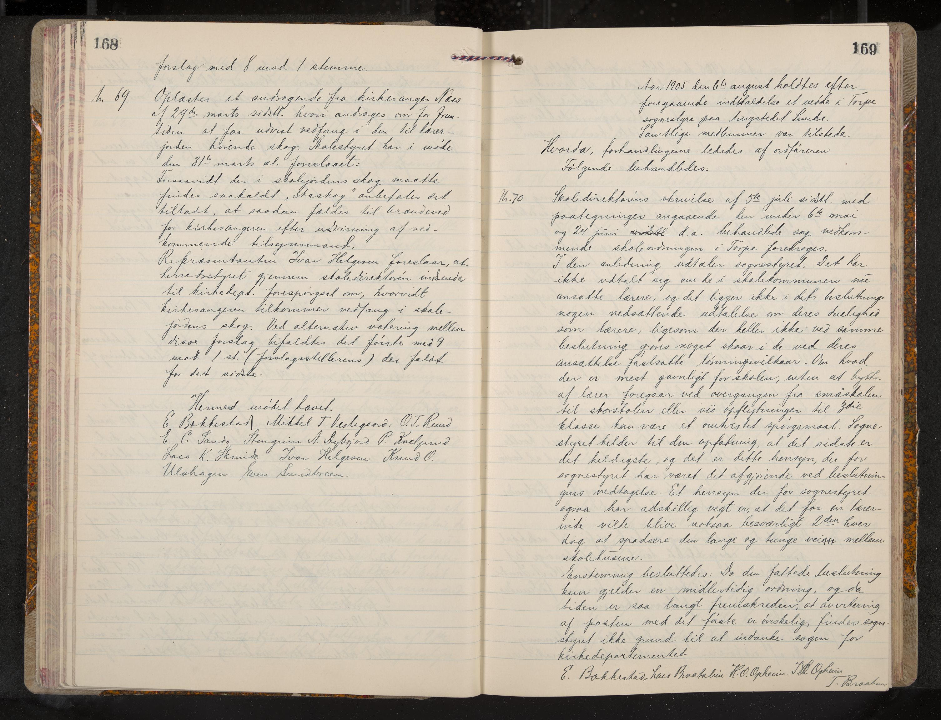 Ål formannskap og sentraladministrasjon, IKAK/0619021/A/Aa/L0005: Utskrift av møtebok, 1902-1910, p. 168-169