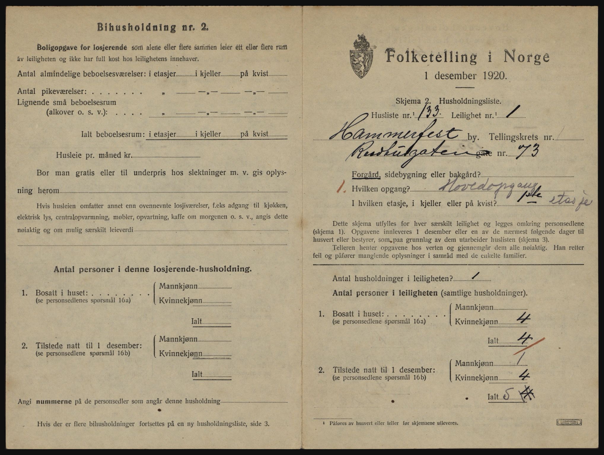 SATØ, 1920 census for Hammerfest, 1920, p. 1438