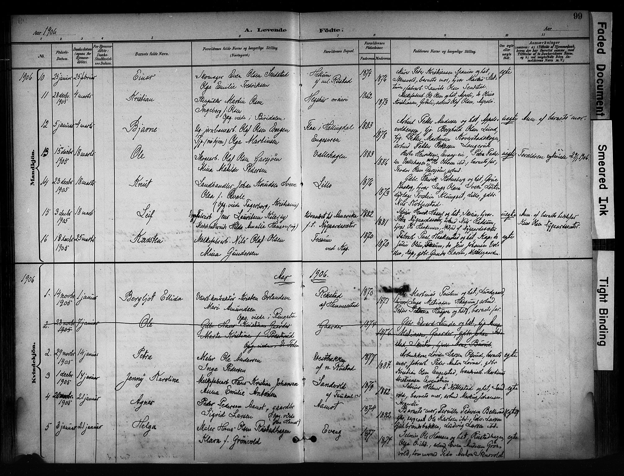 Østre Toten prestekontor, AV/SAH-PREST-104/H/Ha/Haa/L0008: Parish register (official) no. 8, 1897-1909, p. 99