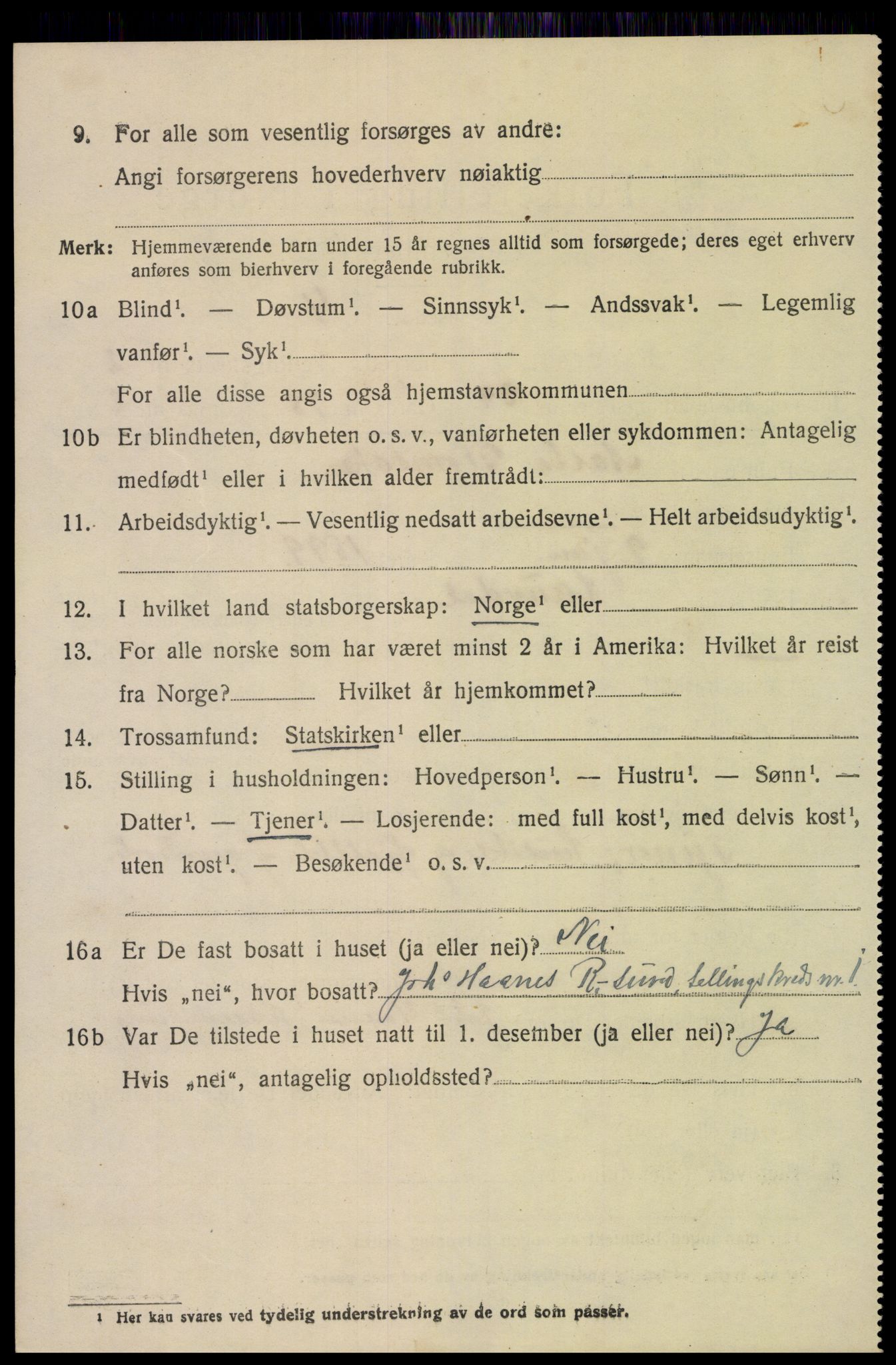 SAK, 1920 census for Randesund, 1920, p. 1425