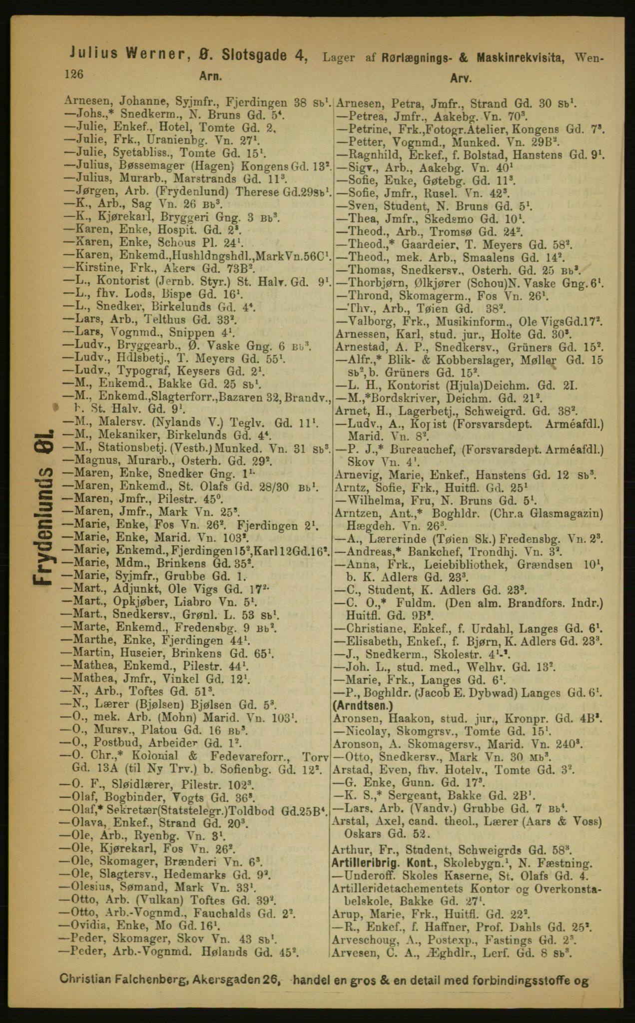 Kristiania/Oslo adressebok, PUBL/-, 1891, p. 126