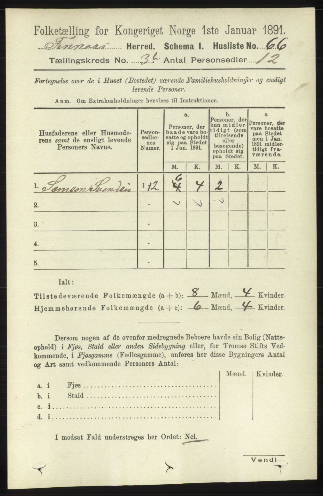 RA, 1891 census for 1218 Finnås, 1891, p. 1099