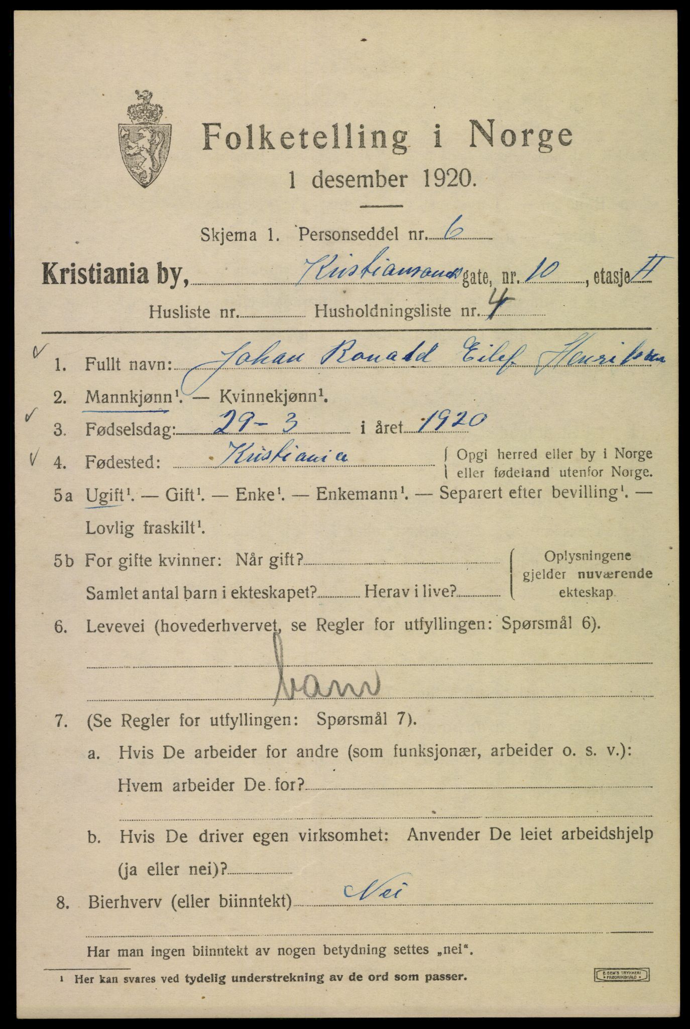 SAO, 1920 census for Kristiania, 1920, p. 352361