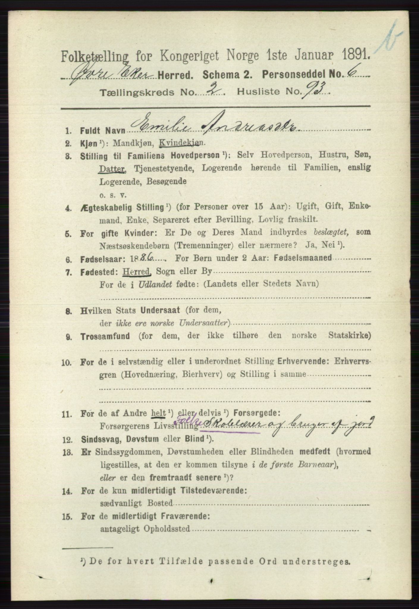 RA, 1891 census for 0624 Øvre Eiker, 1891, p. 8989