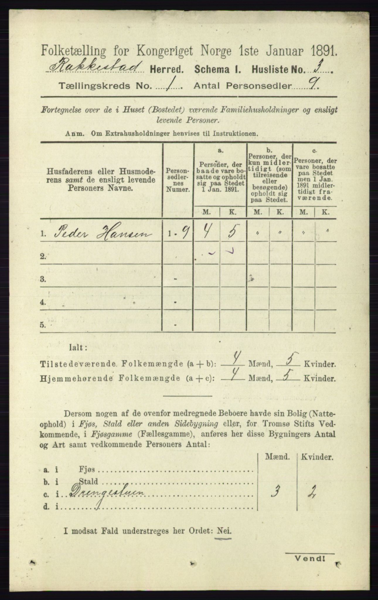 RA, 1891 census for 0128 Rakkestad, 1891, p. 44