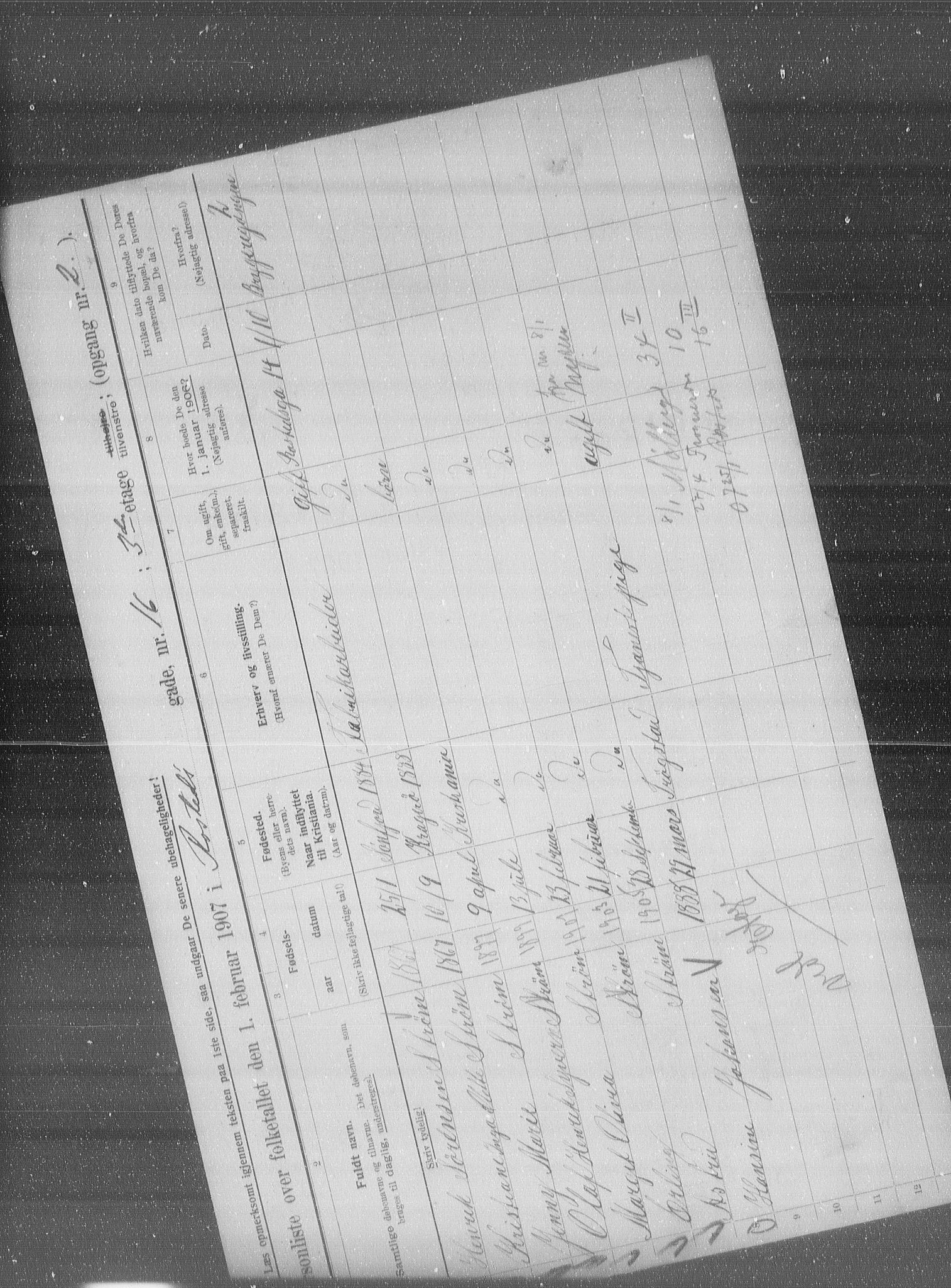 OBA, Municipal Census 1907 for Kristiania, 1907, p. 43166