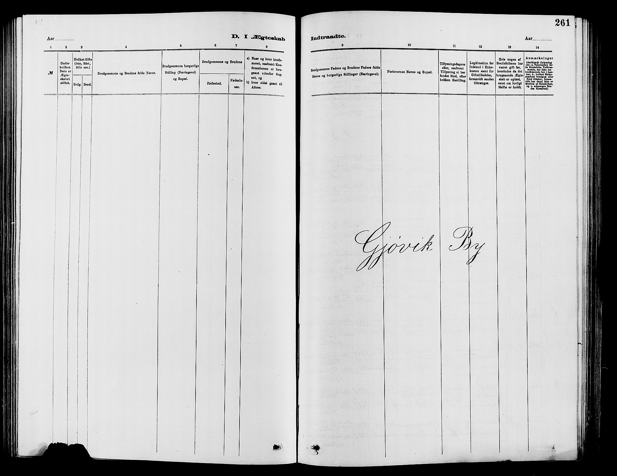 Vardal prestekontor, SAH/PREST-100/H/Ha/Hab/L0007: Parish register (copy) no. 7 /2, 1881-1895, p. 261