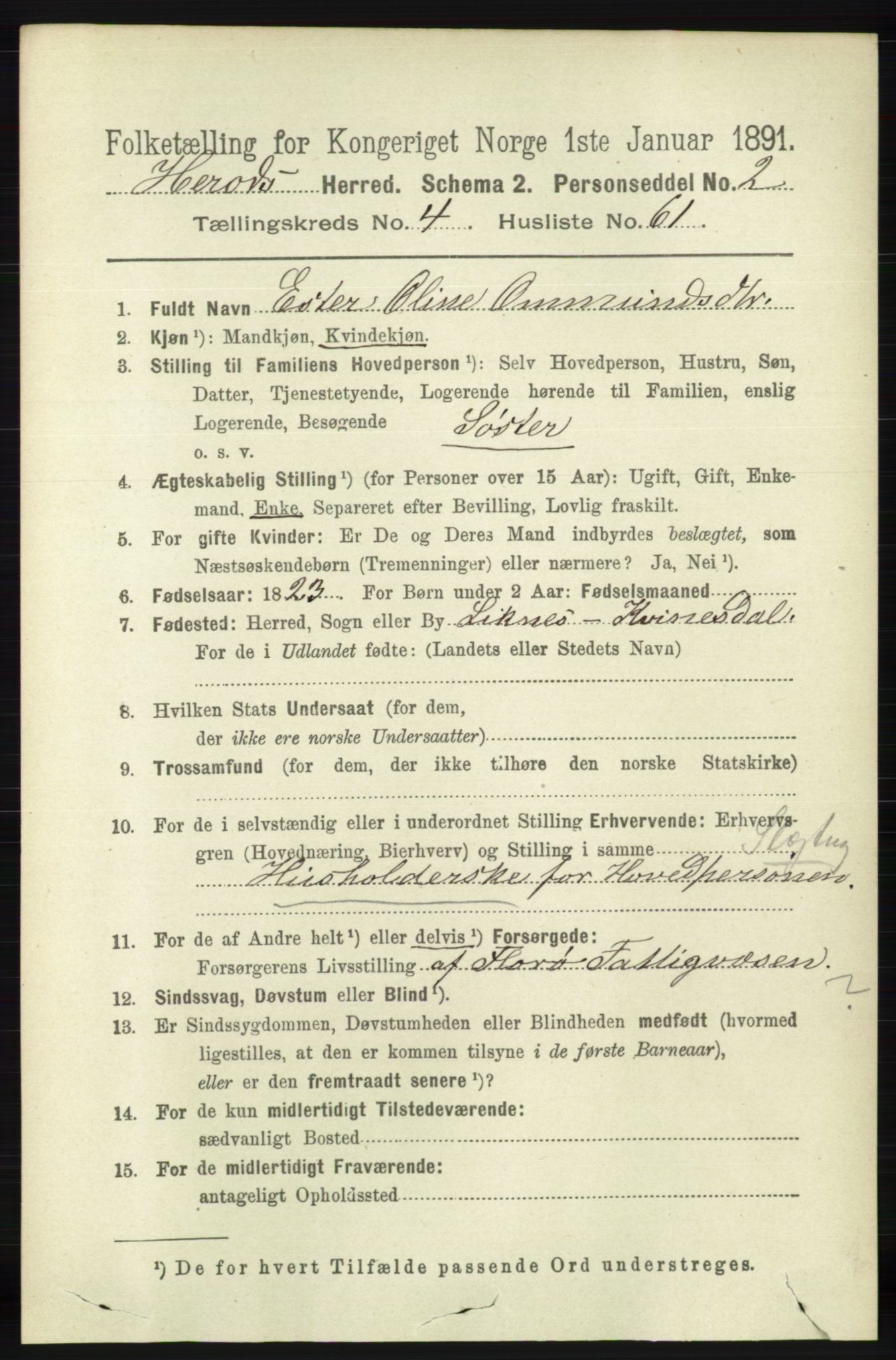 RA, 1891 census for 1039 Herad, 1891, p. 1670