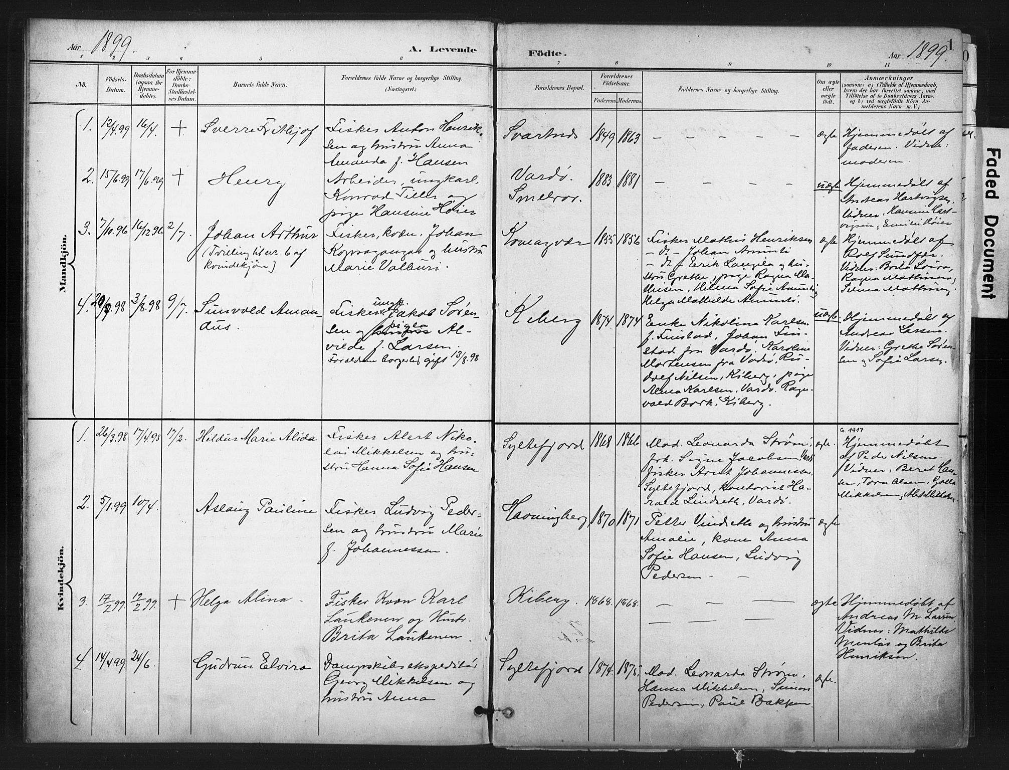Vardø sokneprestkontor, AV/SATØ-S-1332/H/Ha/L0011kirke: Parish register (official) no. 11, 1897-1911, p. 1