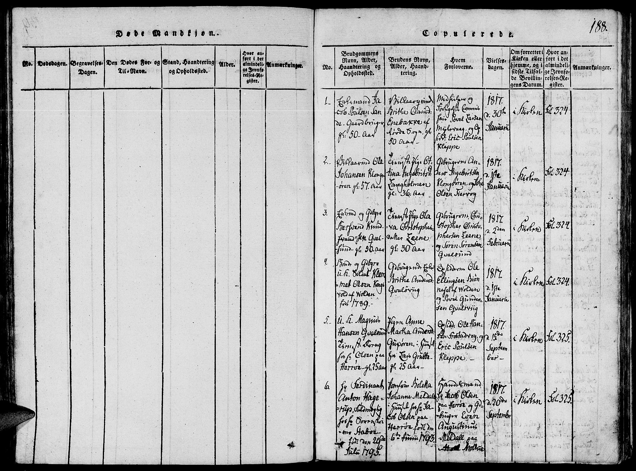 Ministerialprotokoller, klokkerbøker og fødselsregistre - Møre og Romsdal, SAT/A-1454/507/L0069: Parish register (official) no. 507A04, 1816-1841, p. 188