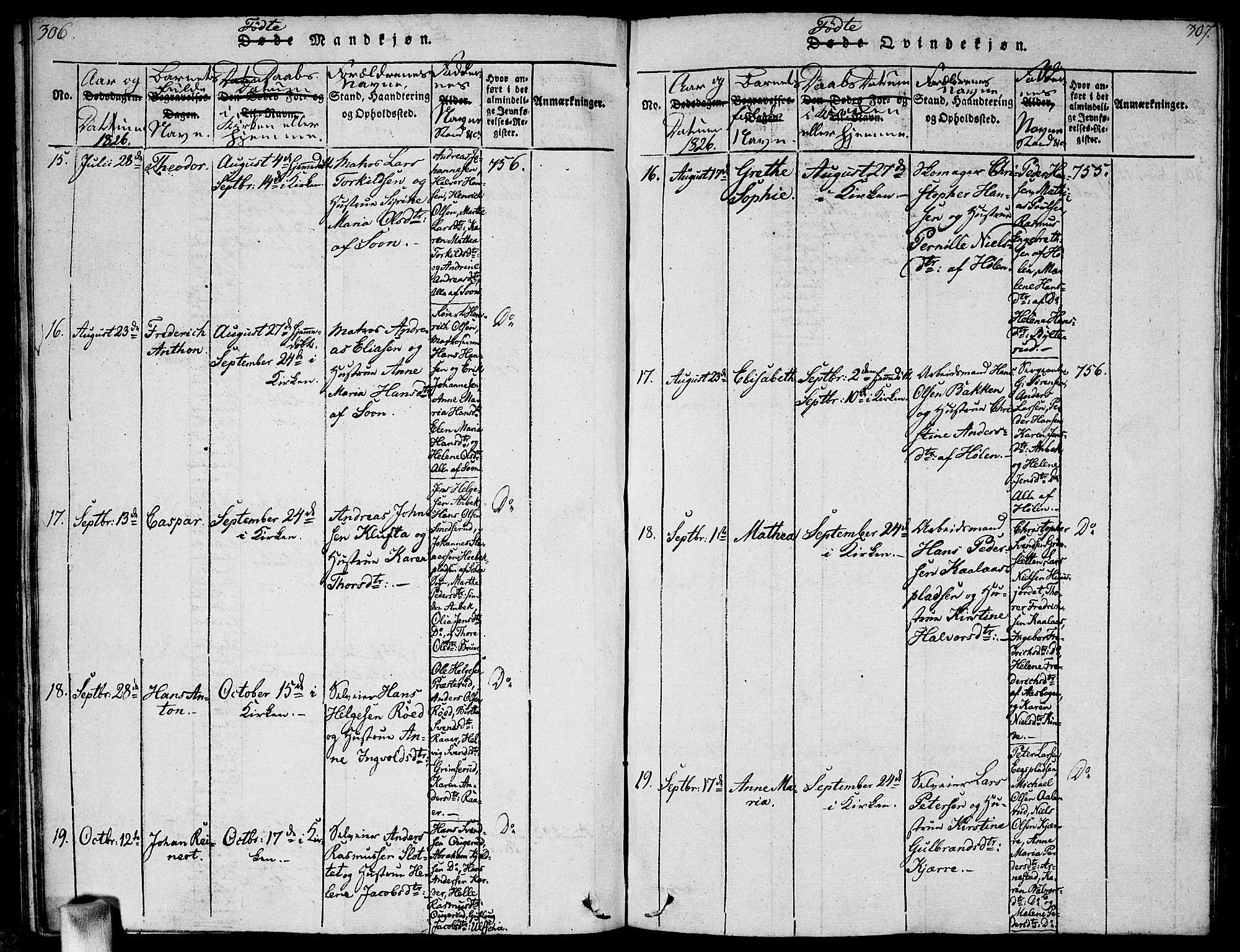 Vestby prestekontor Kirkebøker, AV/SAO-A-10893/G/Ga/L0001: Parish register (copy) no. I 1, 1814-1827, p. 306-307