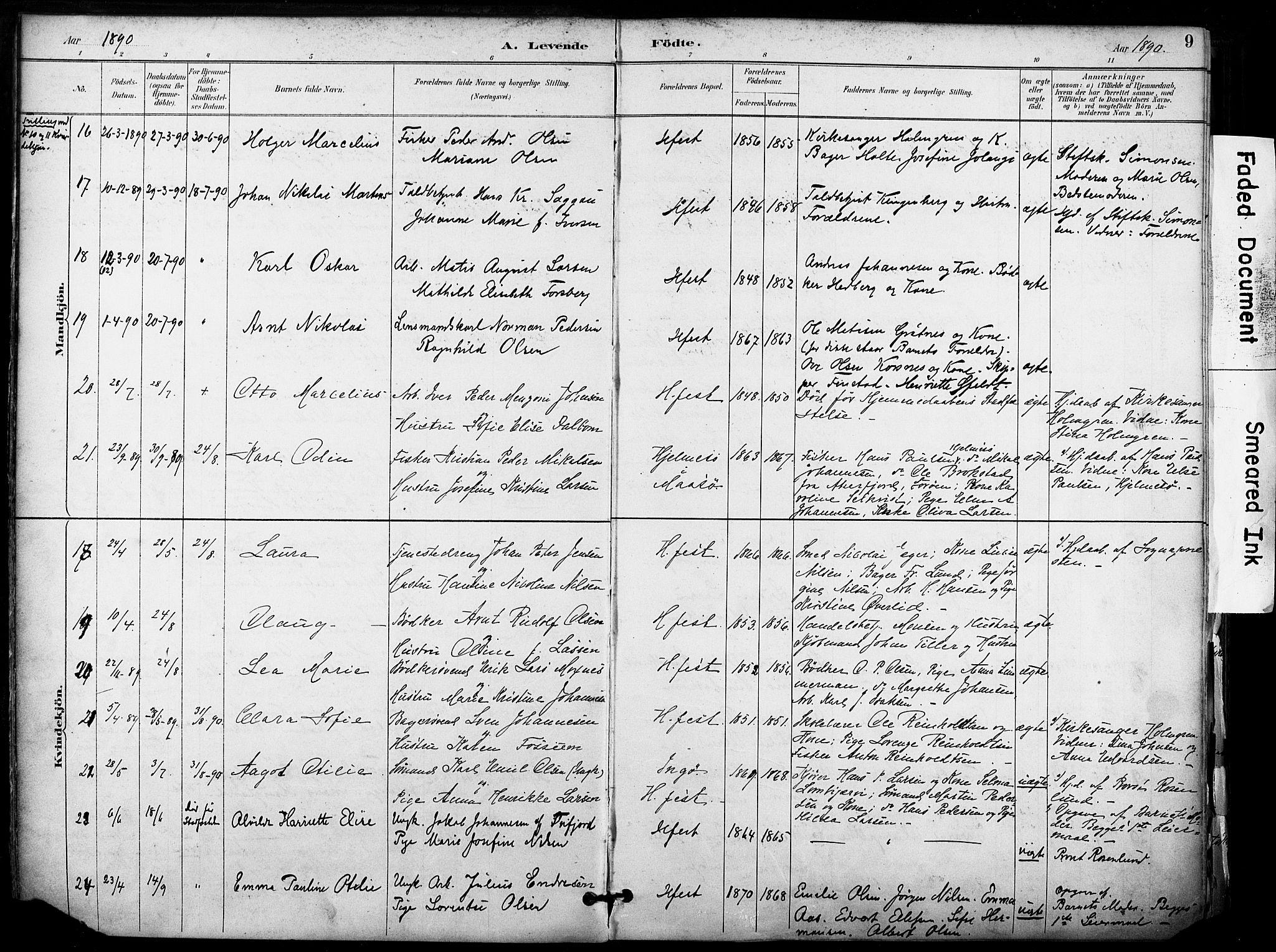 Hammerfest sokneprestkontor, SATØ/S-1347/H/Ha/L0009.kirke: Parish register (official) no. 9, 1889-1897, p. 9