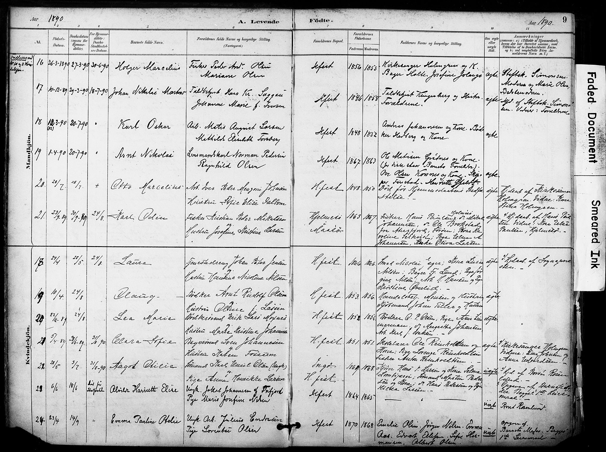 Hammerfest sokneprestkontor, AV/SATØ-S-1347/H/Ha/L0009.kirke: Parish register (official) no. 9, 1889-1897, p. 9