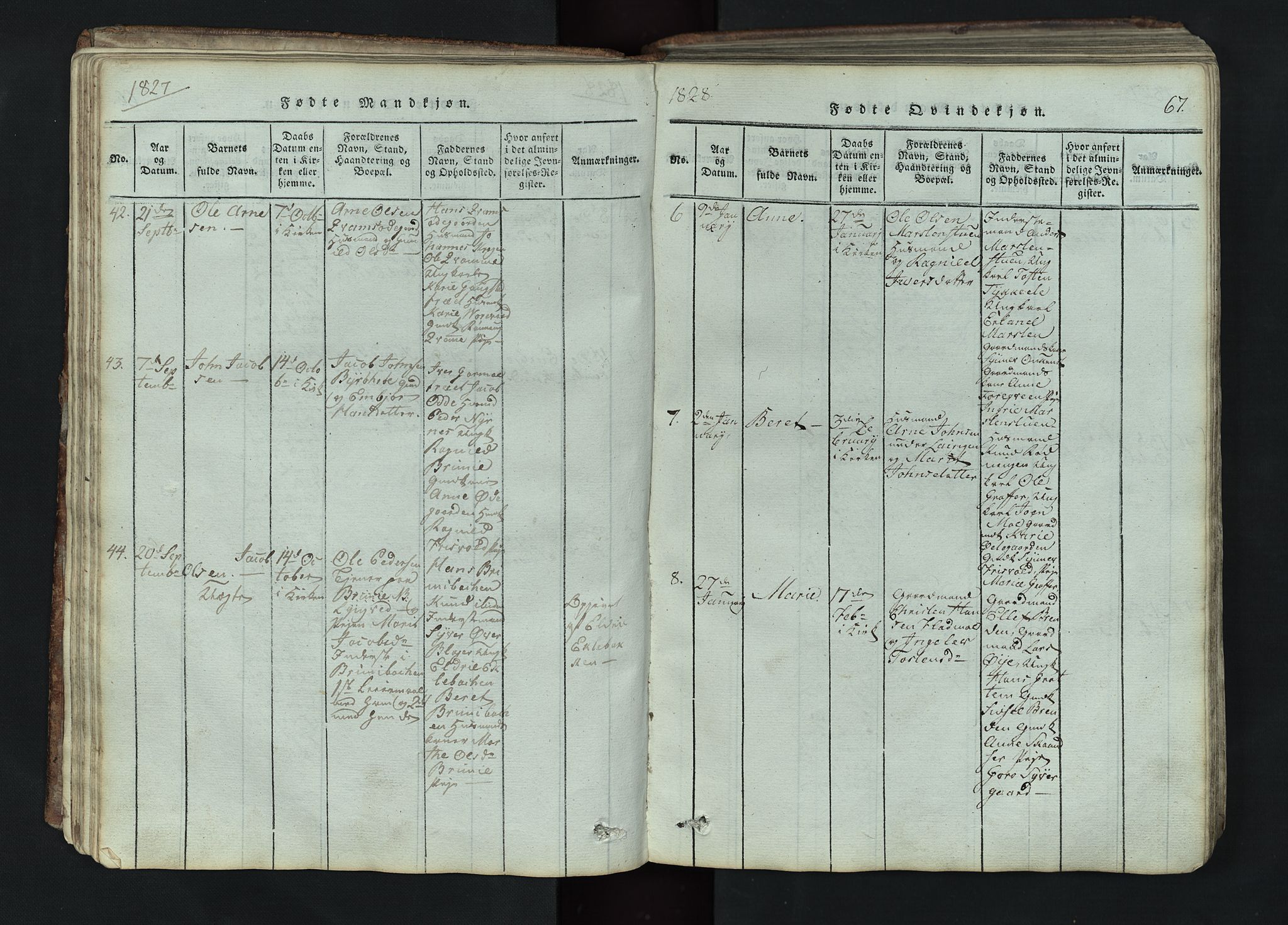 Lom prestekontor, SAH/PREST-070/L/L0002: Parish register (copy) no. 2, 1815-1844, p. 67