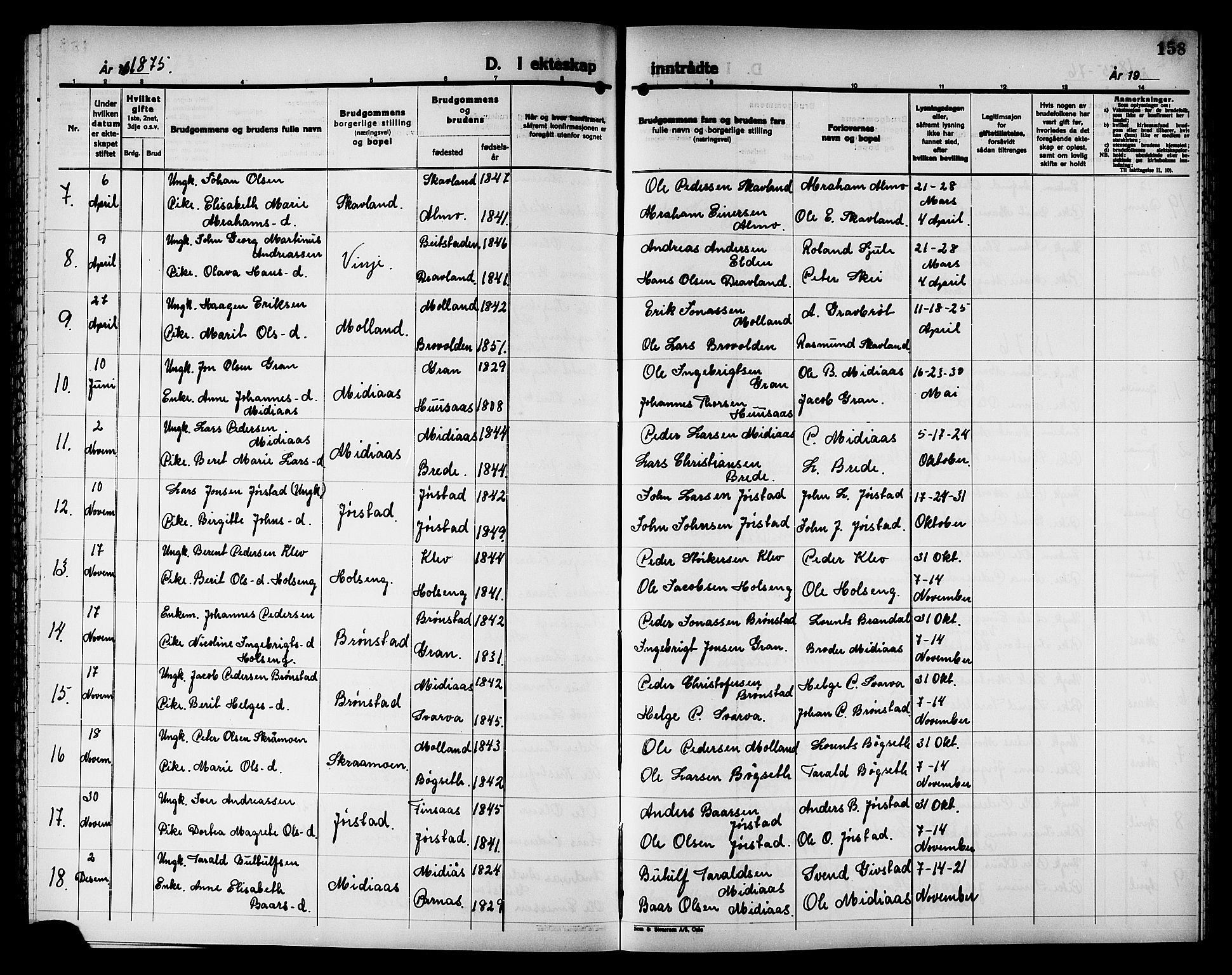 Ministerialprotokoller, klokkerbøker og fødselsregistre - Nord-Trøndelag, SAT/A-1458/749/L0486: Parish register (official) no. 749D02, 1873-1887, p. 158