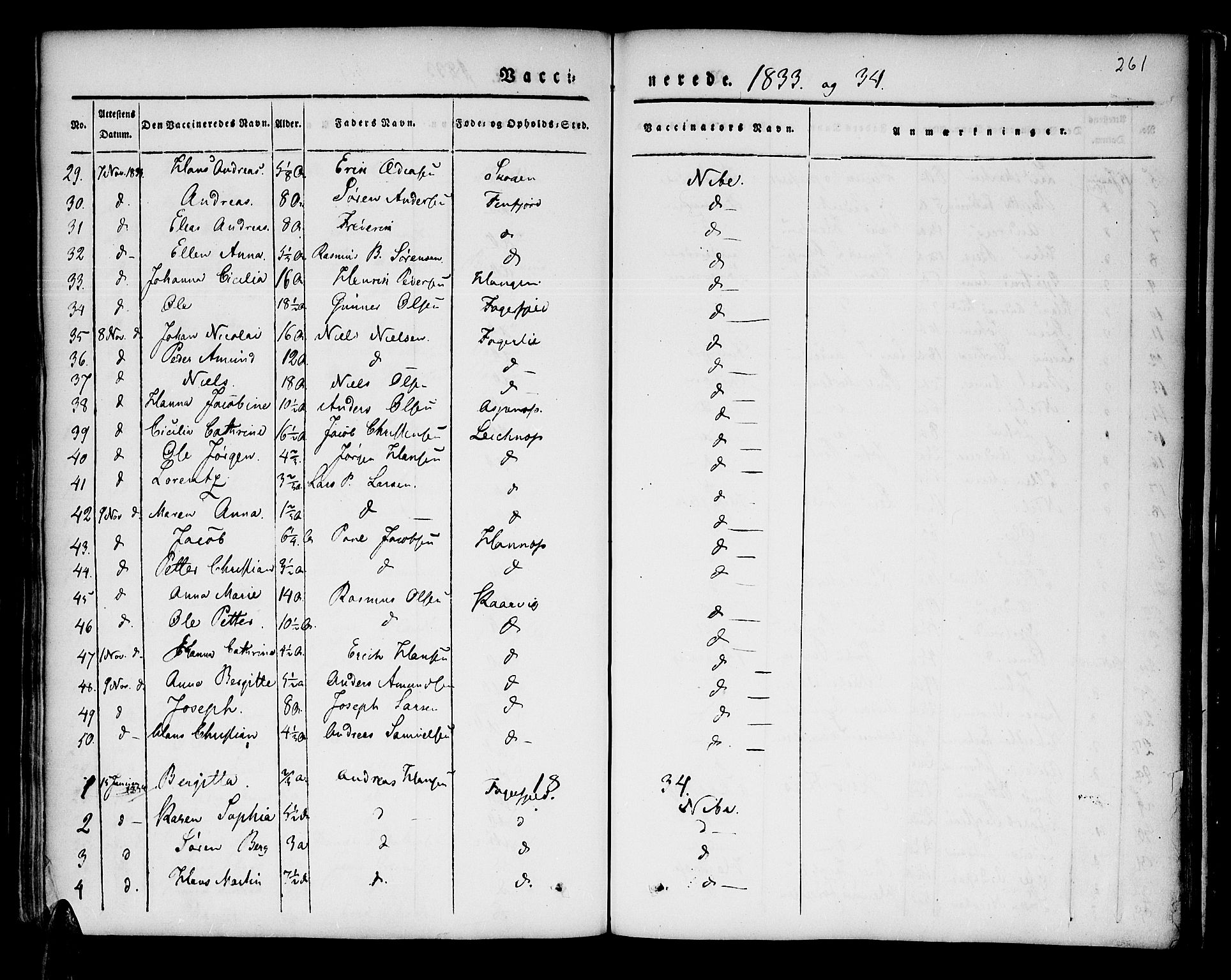 Lenvik sokneprestembete, SATØ/S-1310/H/Ha/Haa/L0004kirke: Parish register (official) no. 4, 1832-1844, p. 261