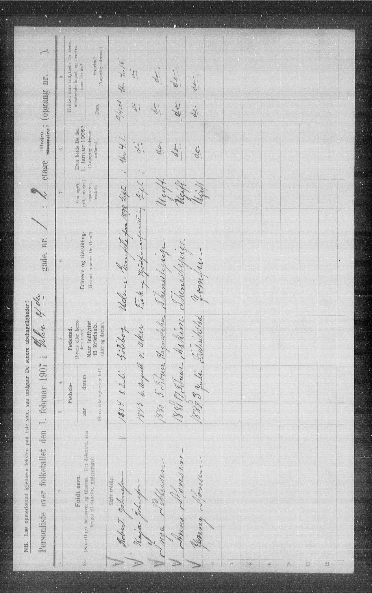 OBA, Municipal Census 1907 for Kristiania, 1907, p. 27505