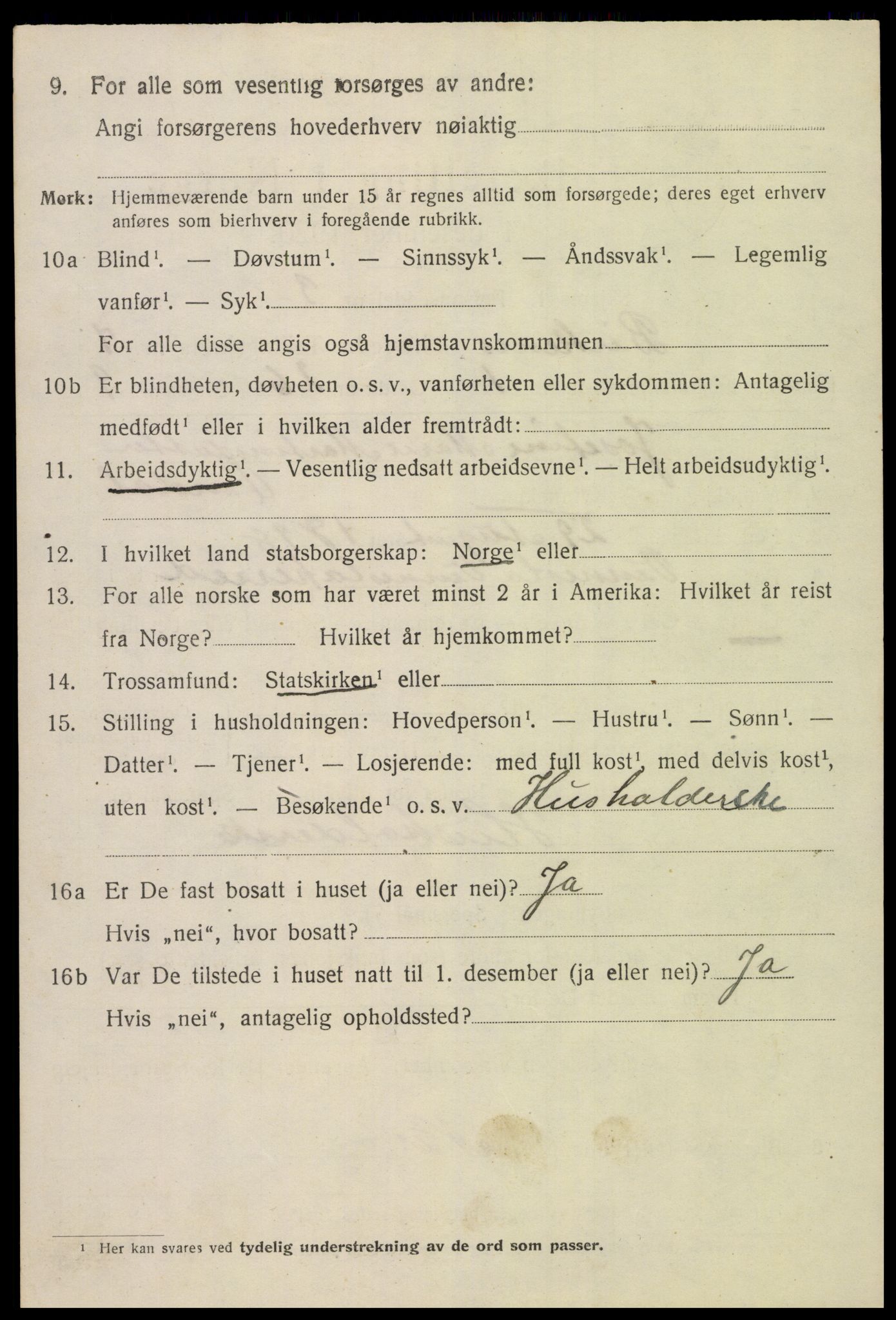 SAK, 1920 census for Birkenes, 1920, p. 4006