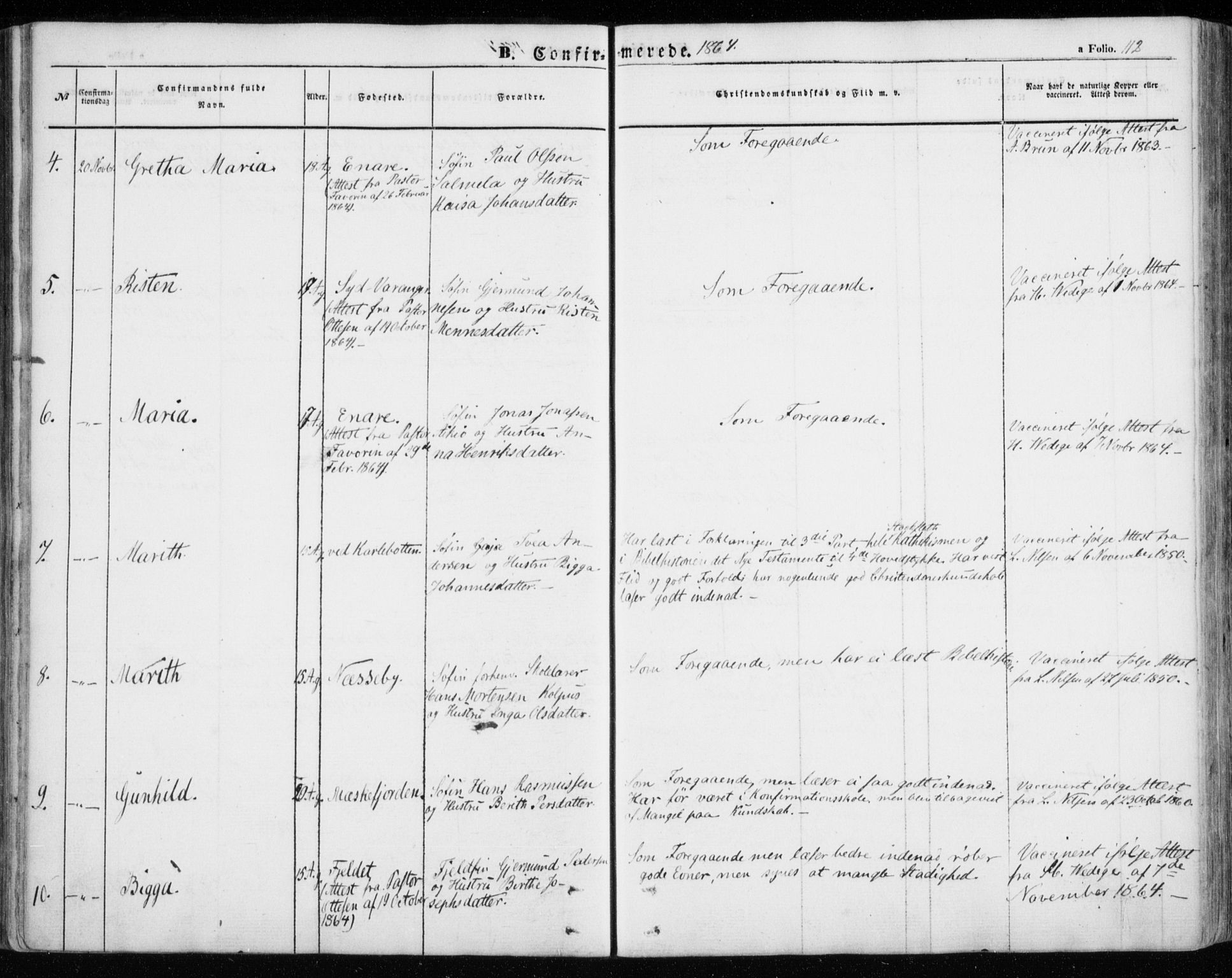 Nesseby sokneprestkontor, AV/SATØ-S-1330/H/Ha/L0002kirke: Parish register (official) no. 2, 1856-1864, p. 112