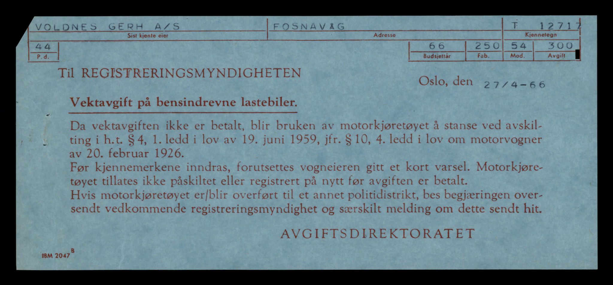 Møre og Romsdal vegkontor - Ålesund trafikkstasjon, AV/SAT-A-4099/F/Fe/L0035: Registreringskort for kjøretøy T 12653 - T 12829, 1927-1998, p. 1238