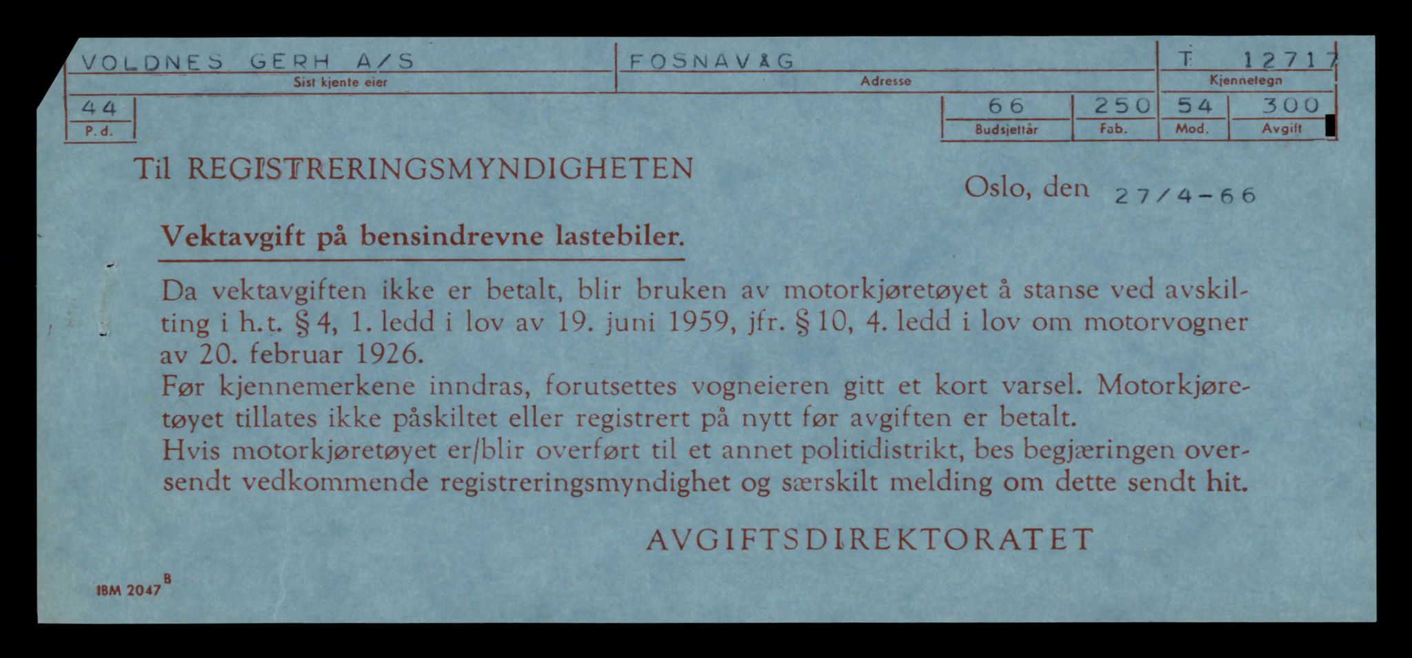 Møre og Romsdal vegkontor - Ålesund trafikkstasjon, SAT/A-4099/F/Fe/L0035: Registreringskort for kjøretøy T 12653 - T 12829, 1927-1998, p. 1238