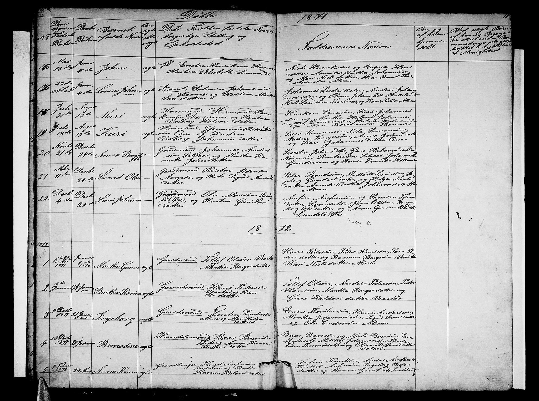 Sveio Sokneprestembete, SAB/A-78501/H/Hab: Parish register (copy) no. C 2, 1866-1886, p. 11
