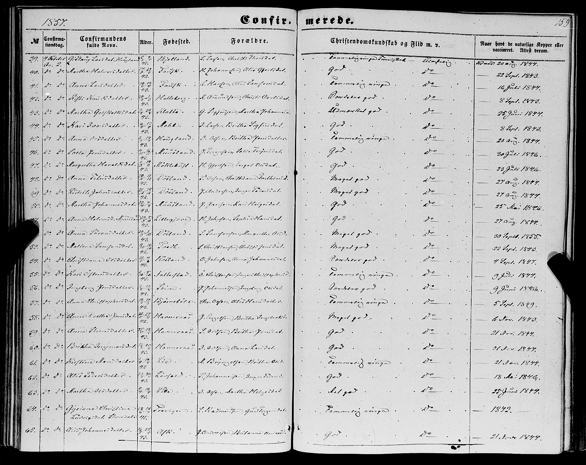 Kvinnherad sokneprestembete, AV/SAB-A-76401/H/Haa: Parish register (official) no. A 8, 1854-1872, p. 159