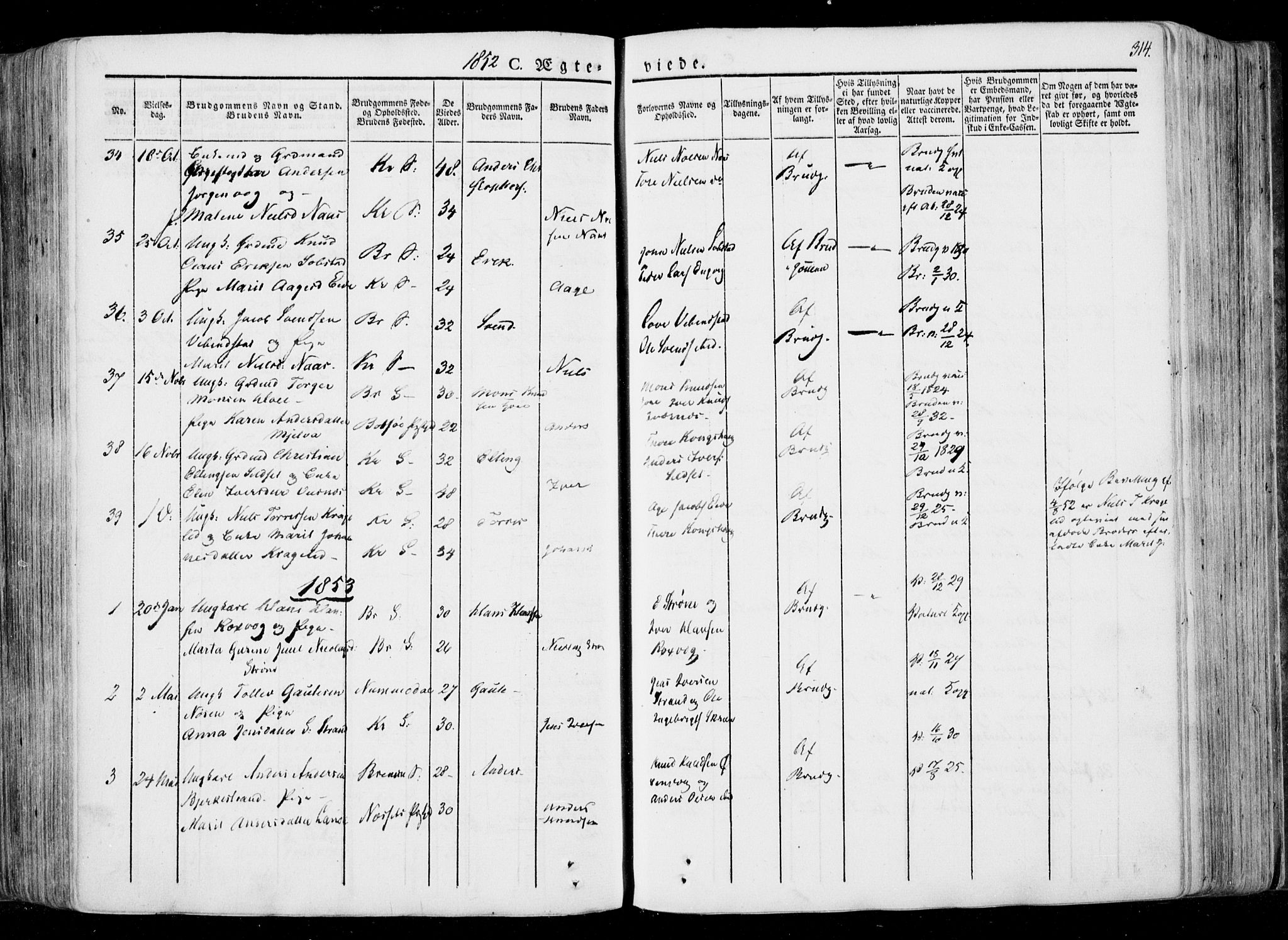 Ministerialprotokoller, klokkerbøker og fødselsregistre - Møre og Romsdal, SAT/A-1454/568/L0803: Parish register (official) no. 568A10, 1830-1853, p. 314