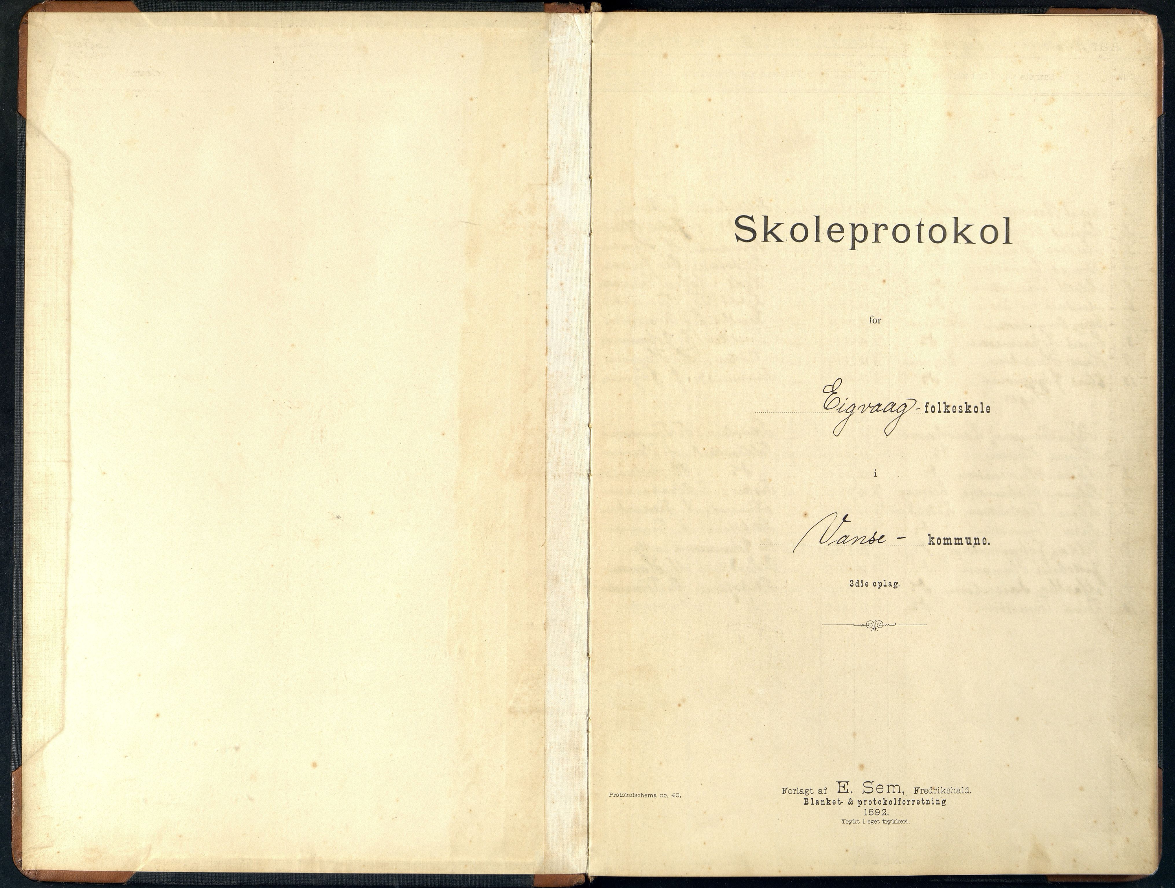 Lista kommune - Eikvåg Skole, ARKSOR/1003LI551/H/L0002: Skoleprotokoll, 1896-1898