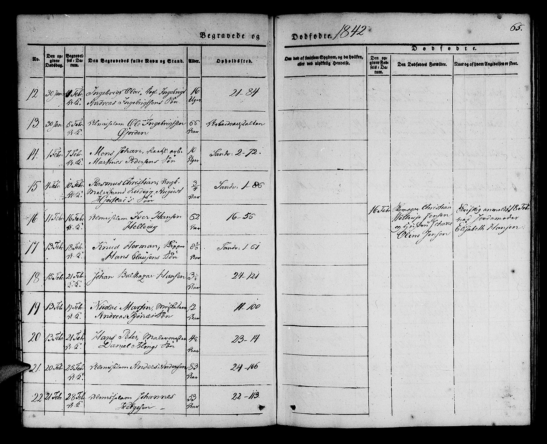 Korskirken sokneprestembete, SAB/A-76101/H/Haa/L0043: Parish register (official) no. E 1, 1834-1848, p. 65